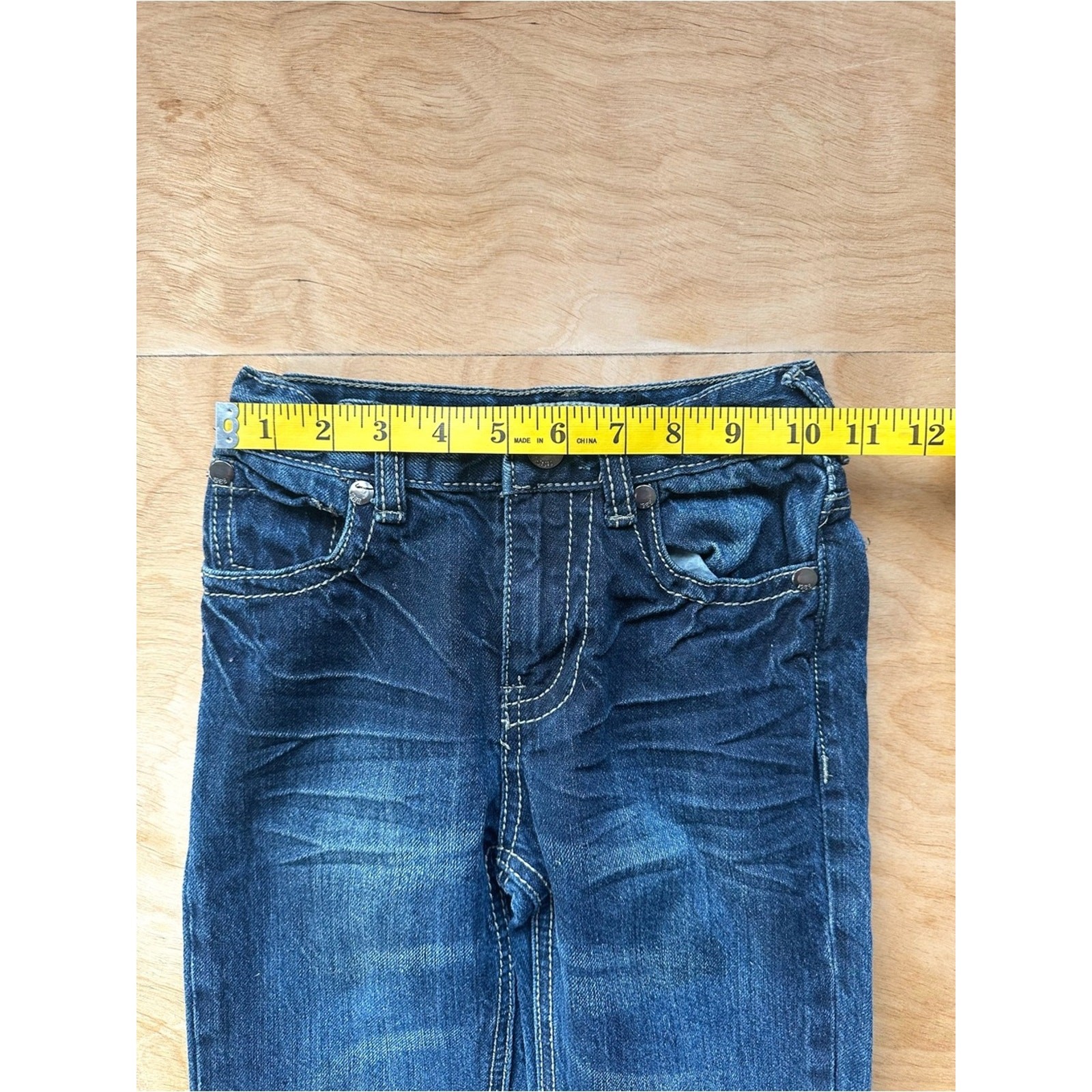 Y2K Arizona Jean Co Boys Size 7 Dark Wash Flap Pocket Jeans Rock Revival Style