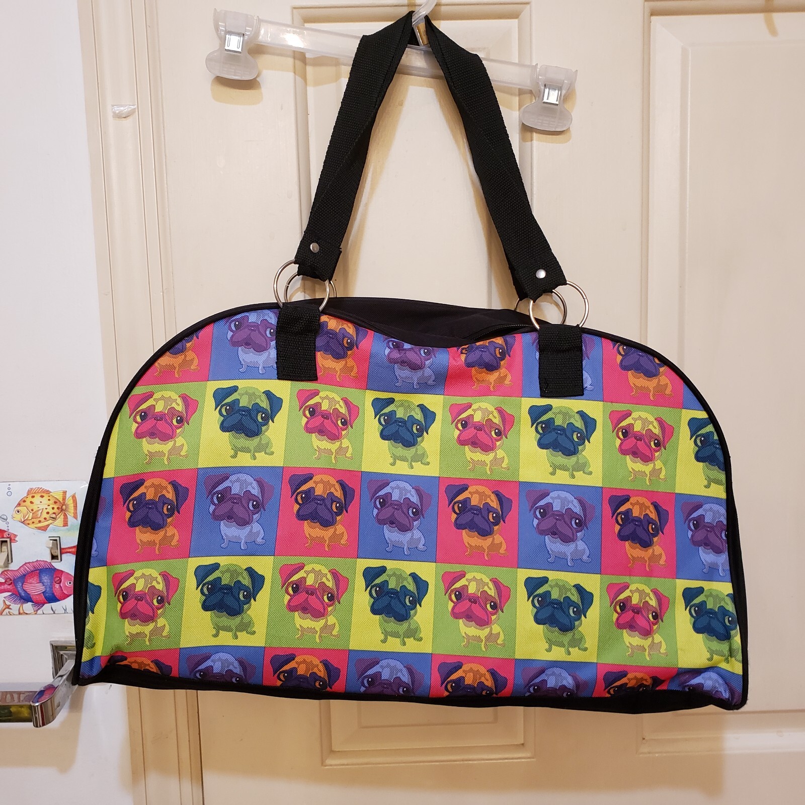 Warhol Style Pop Art Pug Dog Graphic Tote Bag 19 x 1 1 x 5 Double Handle