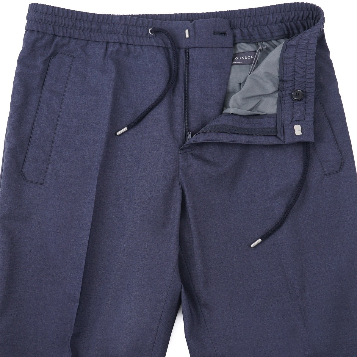 Brett Johnson Blue Extrafine Wool Drawstring Jogger Pants L 35-37 (Eu 52) NWT