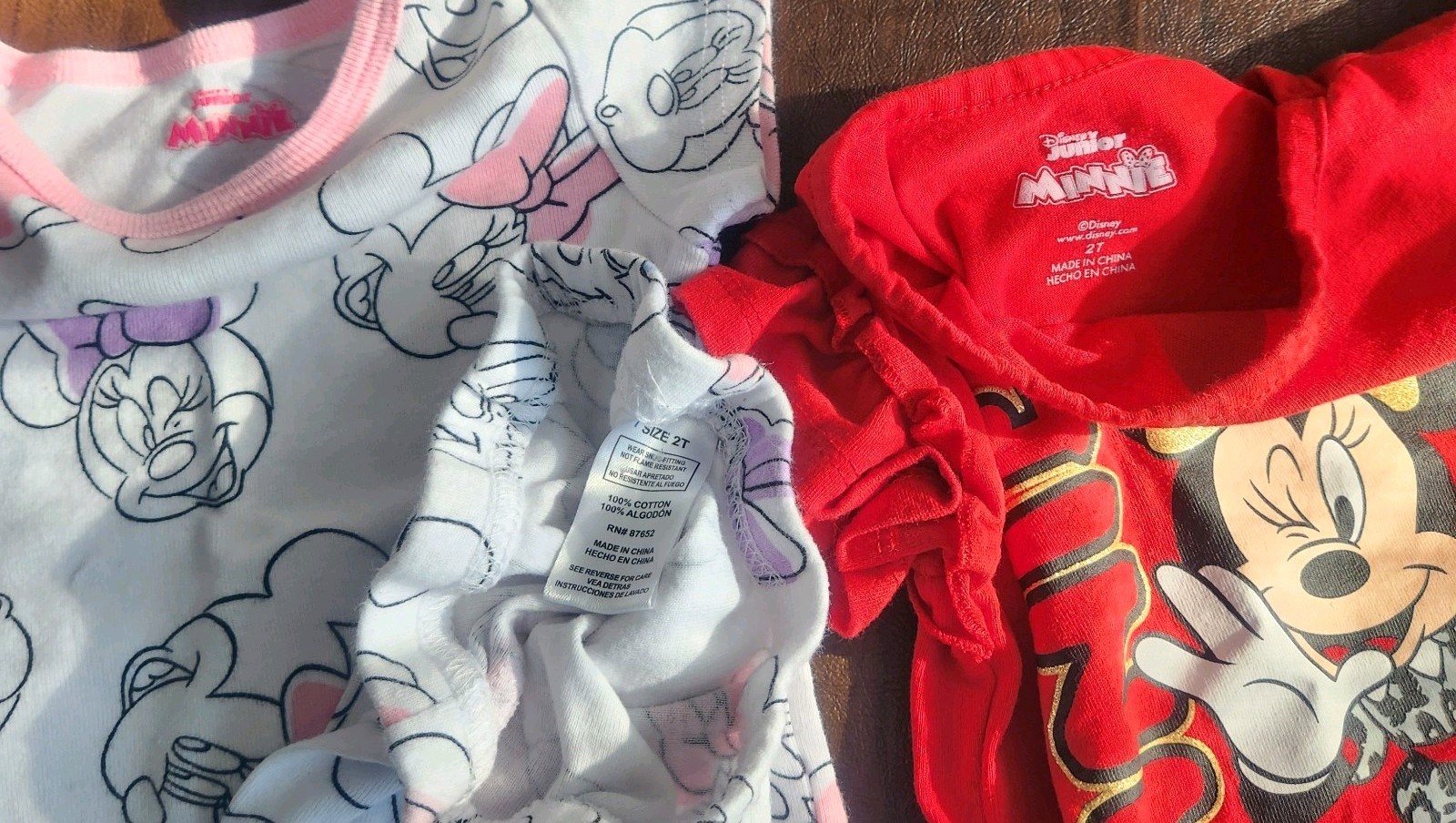 Disney Junior Minnie Mouse Girls 2T Tee 2pc Short Sleeve Knit Cotton Pajama Set