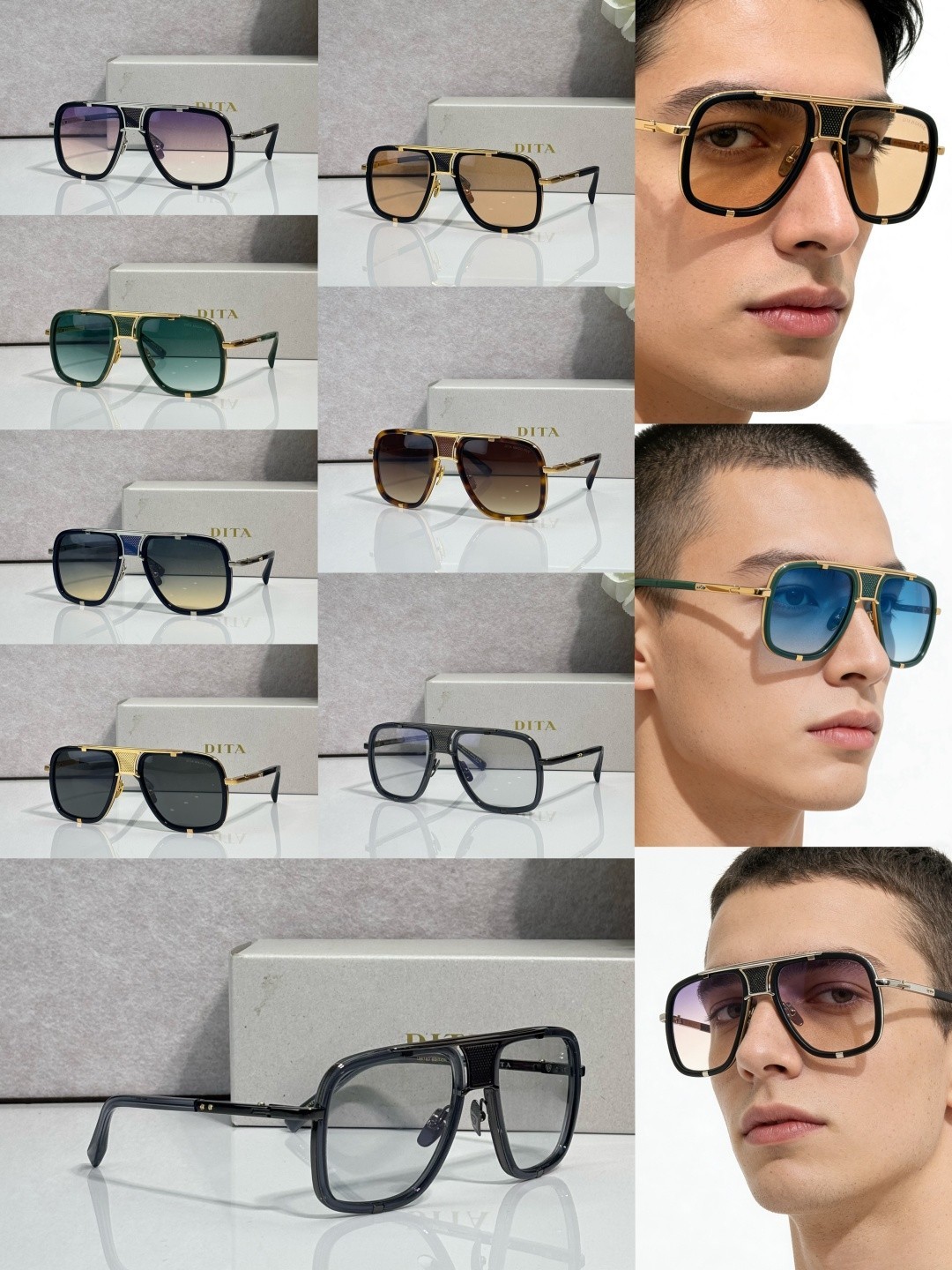 DITA DRX-2087-H-BLK-BLK-64 Sunglasses Unisex Size 64口14-127 New Luxury