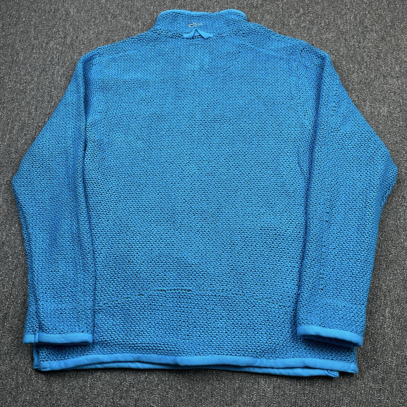 Weird Fish Jumper Men Large Blue 1/4 Zip High Neck Pockets Macaroni Knit Outdoor
