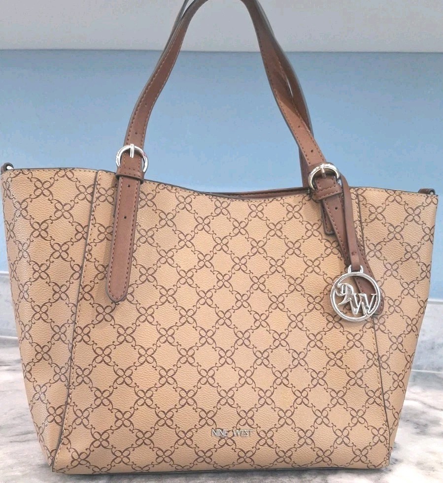 Nine West Tote Dbl Handled Adjustable Shoulder Handbag Multi Pockets