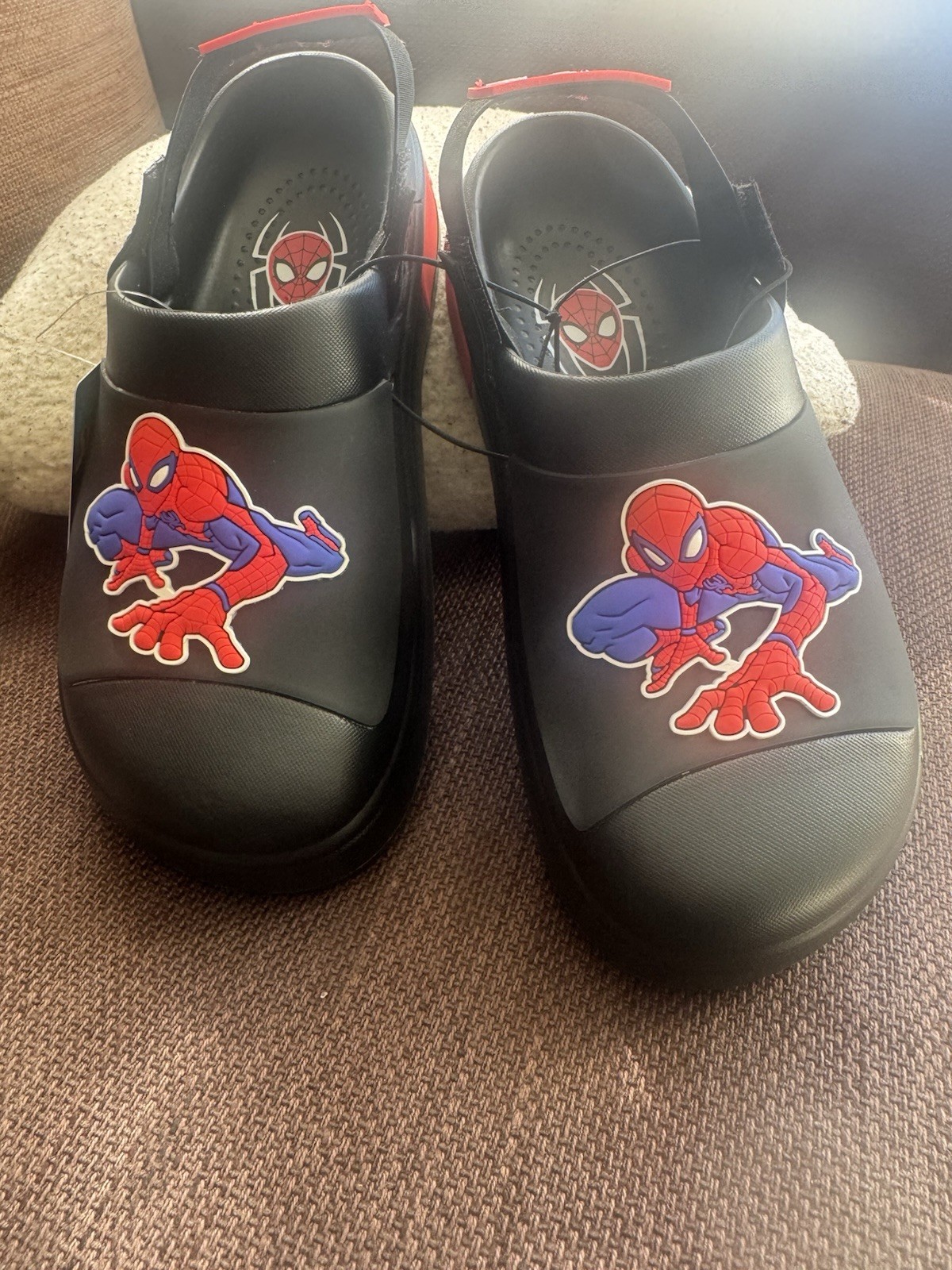 Ground Up Spider-Man Boys Clog Sandals, Slip-On Heel Strap, Black/Red/Blue 3