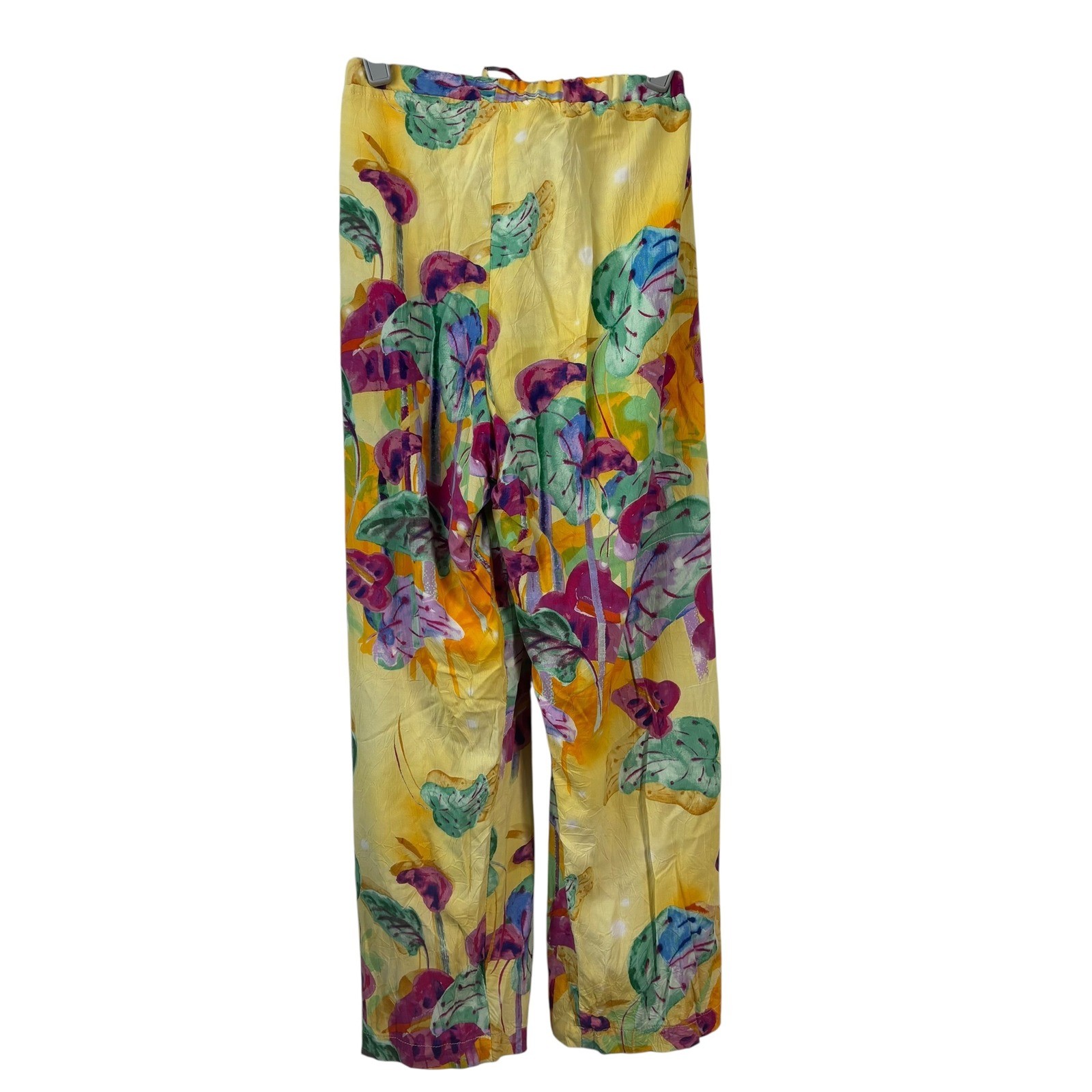 Jams World Pants XS Floating Garden Bright Colorful Rayon Drawstring Cinch Waist