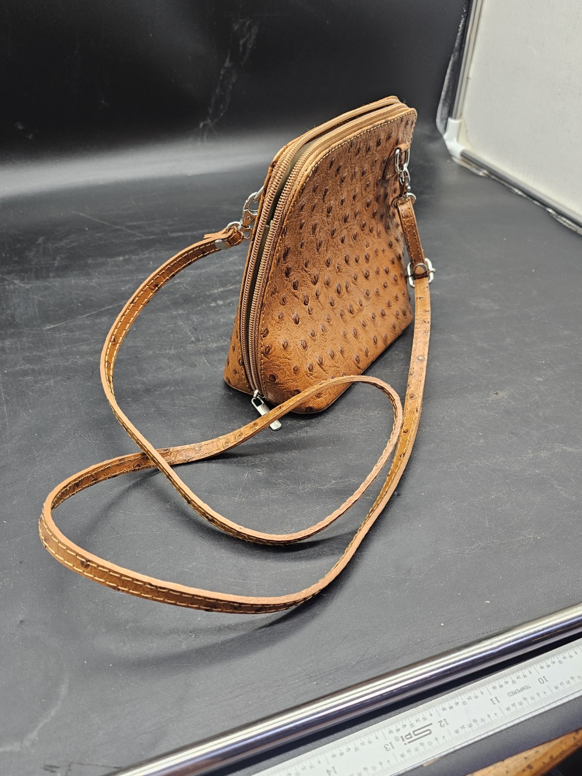 Genuine Leather Borse In Pelle Small Purse Ostrich Vtg Quality Made In Italy