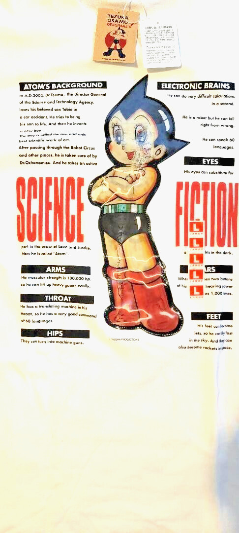 Astro Boy Tezuka Mighty Atom 3D Hologram Men’s White T Shirt Size L Japan