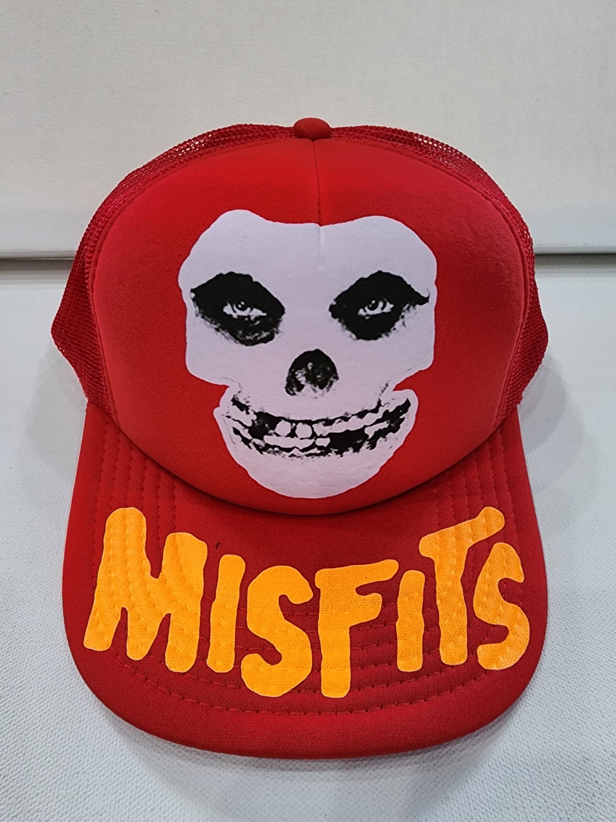 Metal Black Death Gothic Industrial Thrash Skull Triple Print Red Trucker Adjust