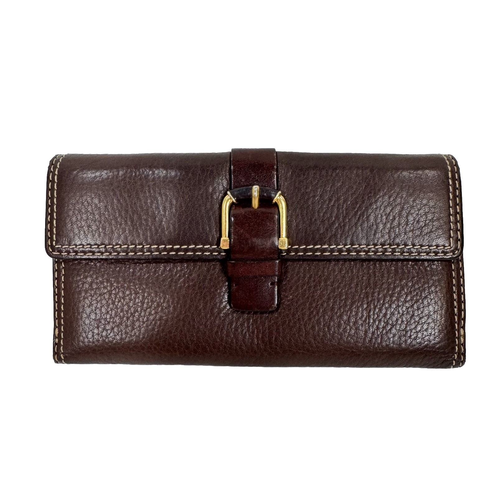 Michael Kors Nolita Long Tri-Fold Double Sided Brown Pebbled Leather Wallet