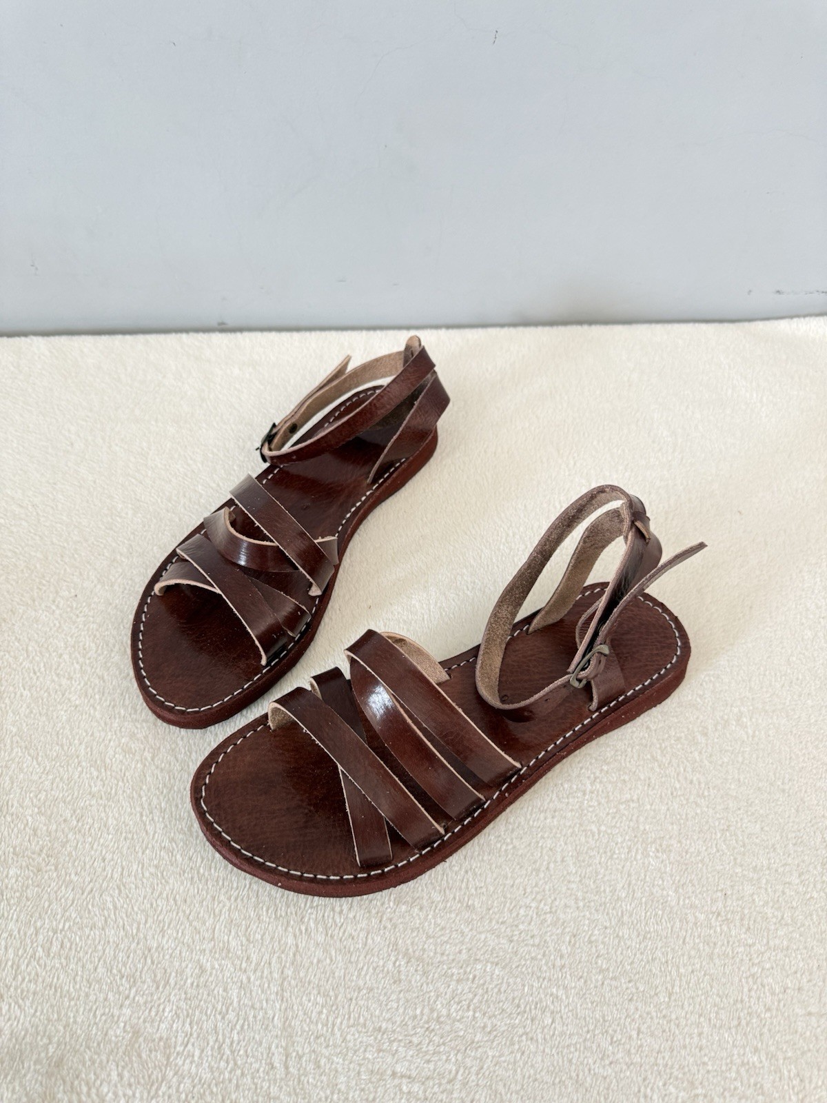 Handcrafted Genuine Leather Women’s Sandals – Four-Strap Brown | 100% Handmade