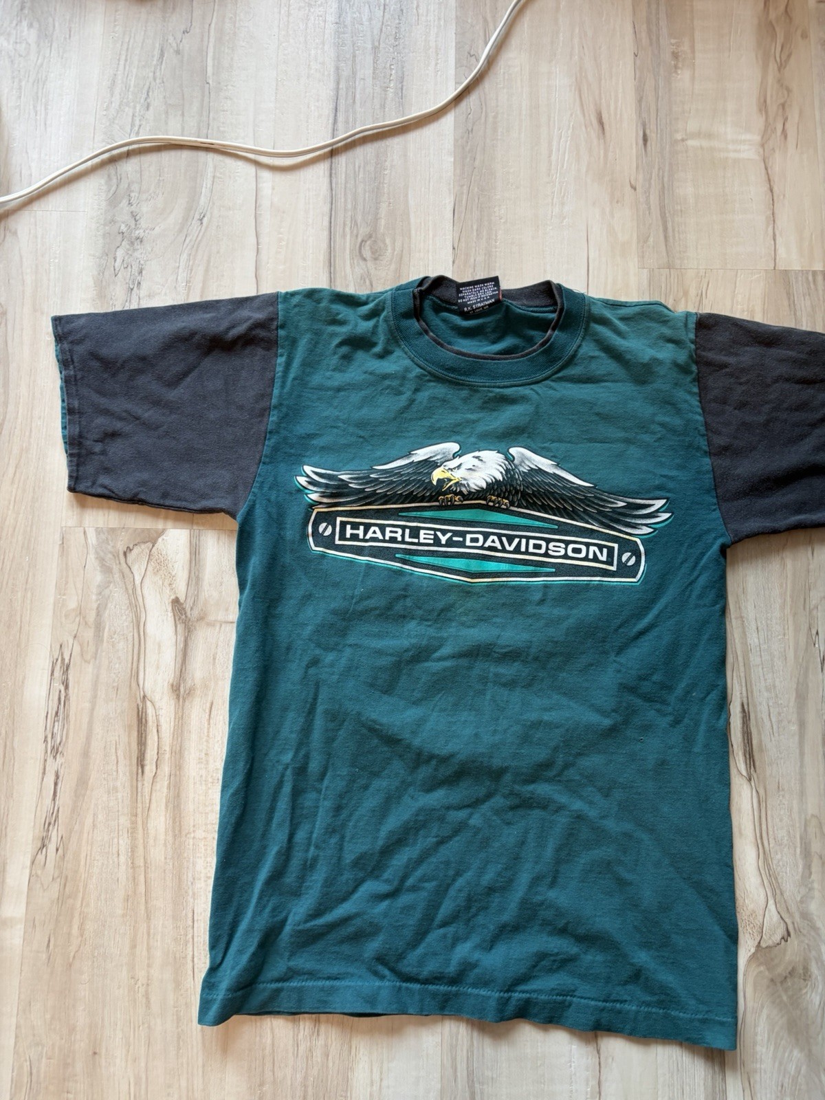 Vtg Harley Davidson Eagle & Lightning Biker T-Shirt 80s/90s Size M Made in USA