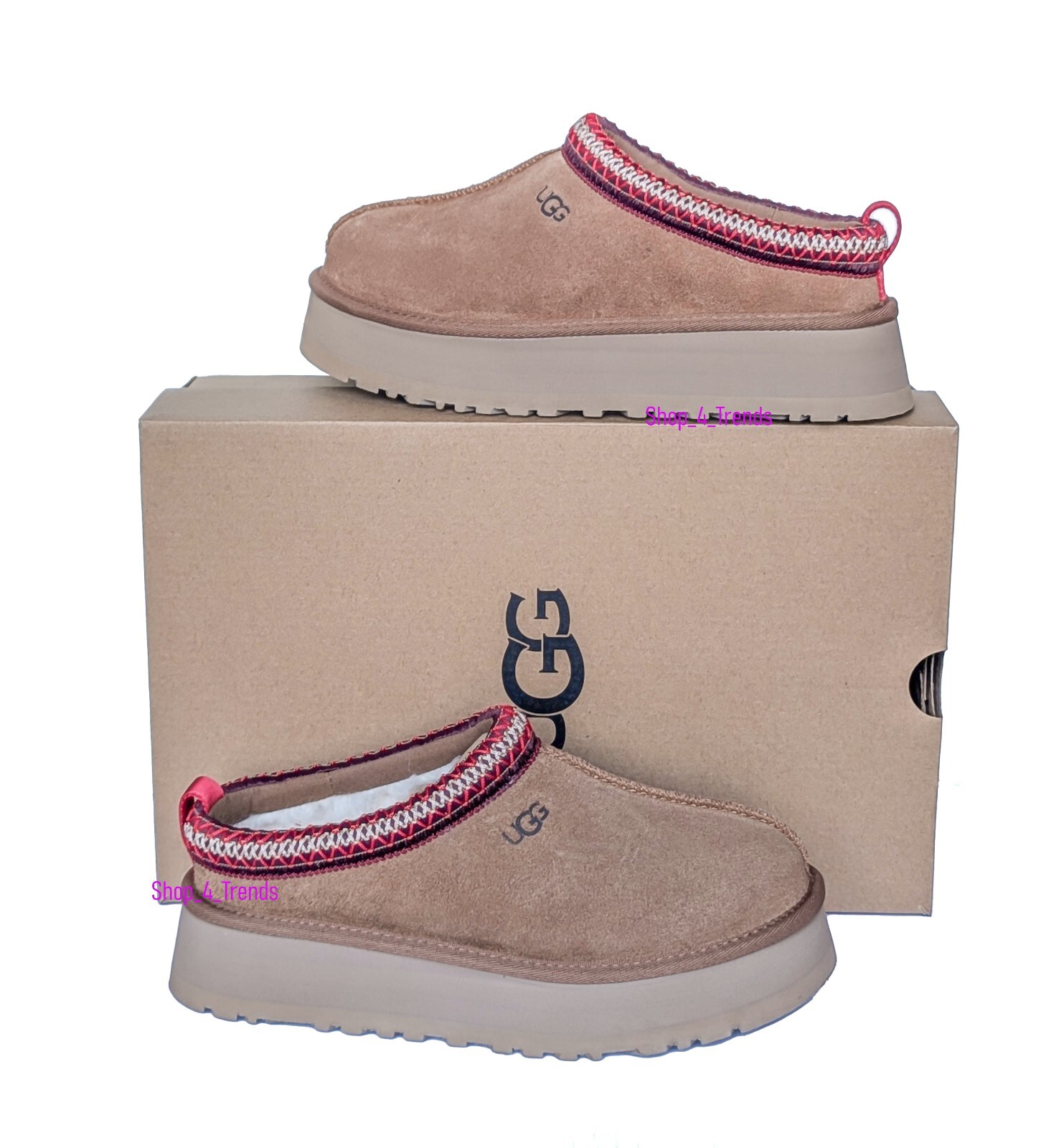 New Women’s Shoes UGG Brand Braid Tazz Platform Slippers 1122553 Chestnut