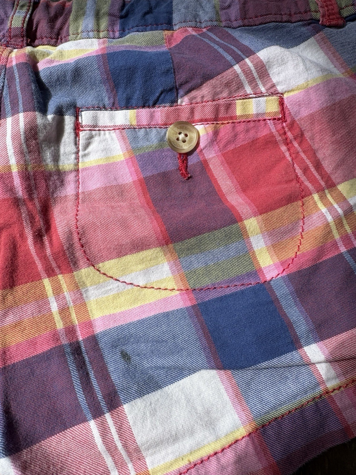 Y2K Abercrombie & Fitch Men’s Plaid Chino Shorts Cotton Twill Pockets Pink