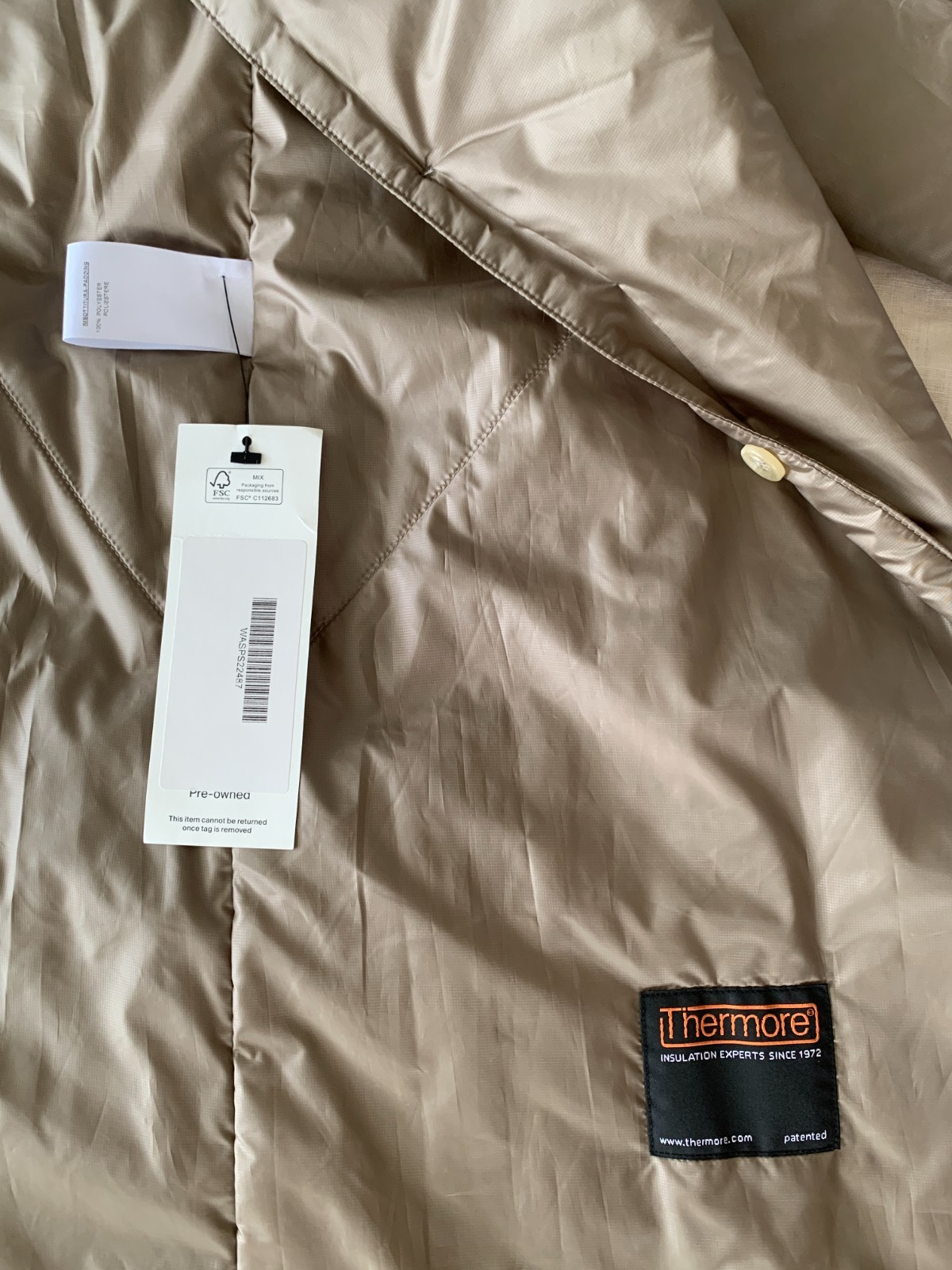 Aspesi Long Raincoat Bright Orange with Removable Insulated (Thermore) Lining