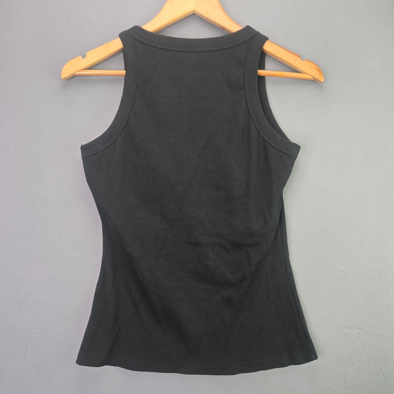 Unbranded Tank Top Ribbed Racerback Built-in Bra Size M Black Basic Minimalist