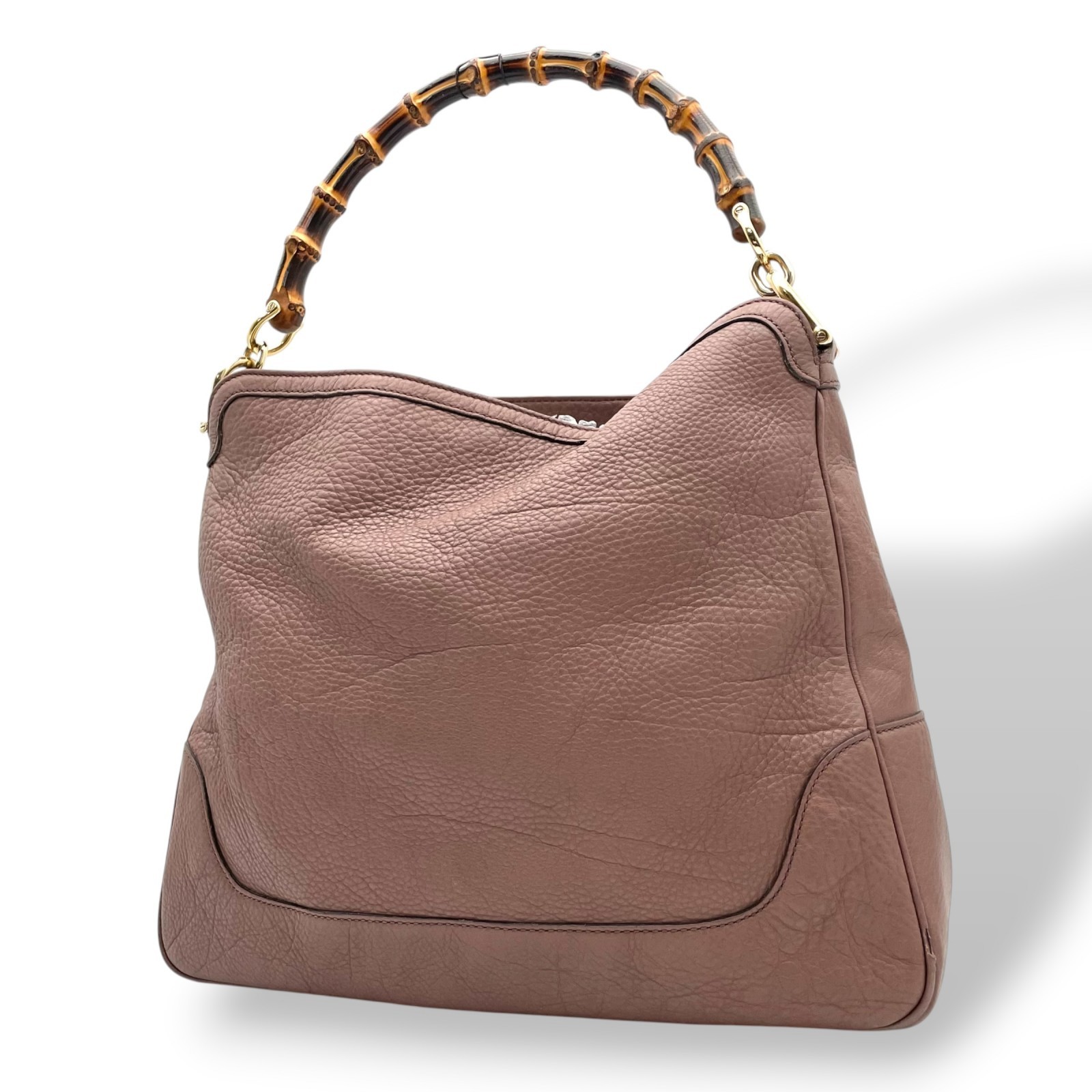 Authentic GUCCI Bamboo Tote Bag Leather Pink Gold Hardware Elegant Classic