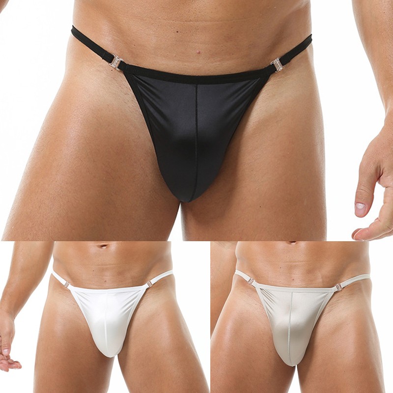 3 Pack Lot Mens Satin Underwear Underpants Bulge Pouch Briefs Low Waist Bikinis