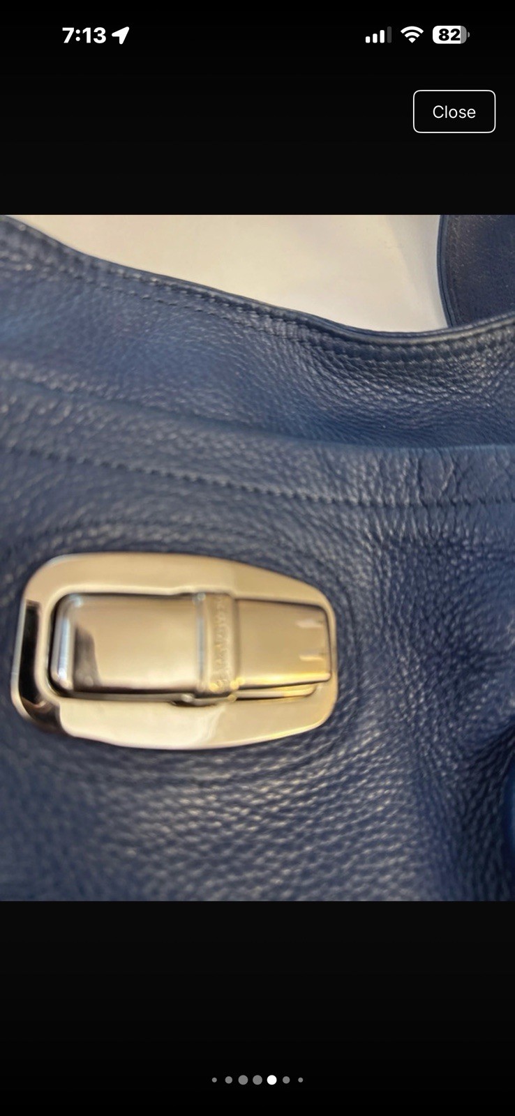 B. Makowsky Blue Pebbled Shoulder Bag, Zip Top Turn Lock, Silver Hardware