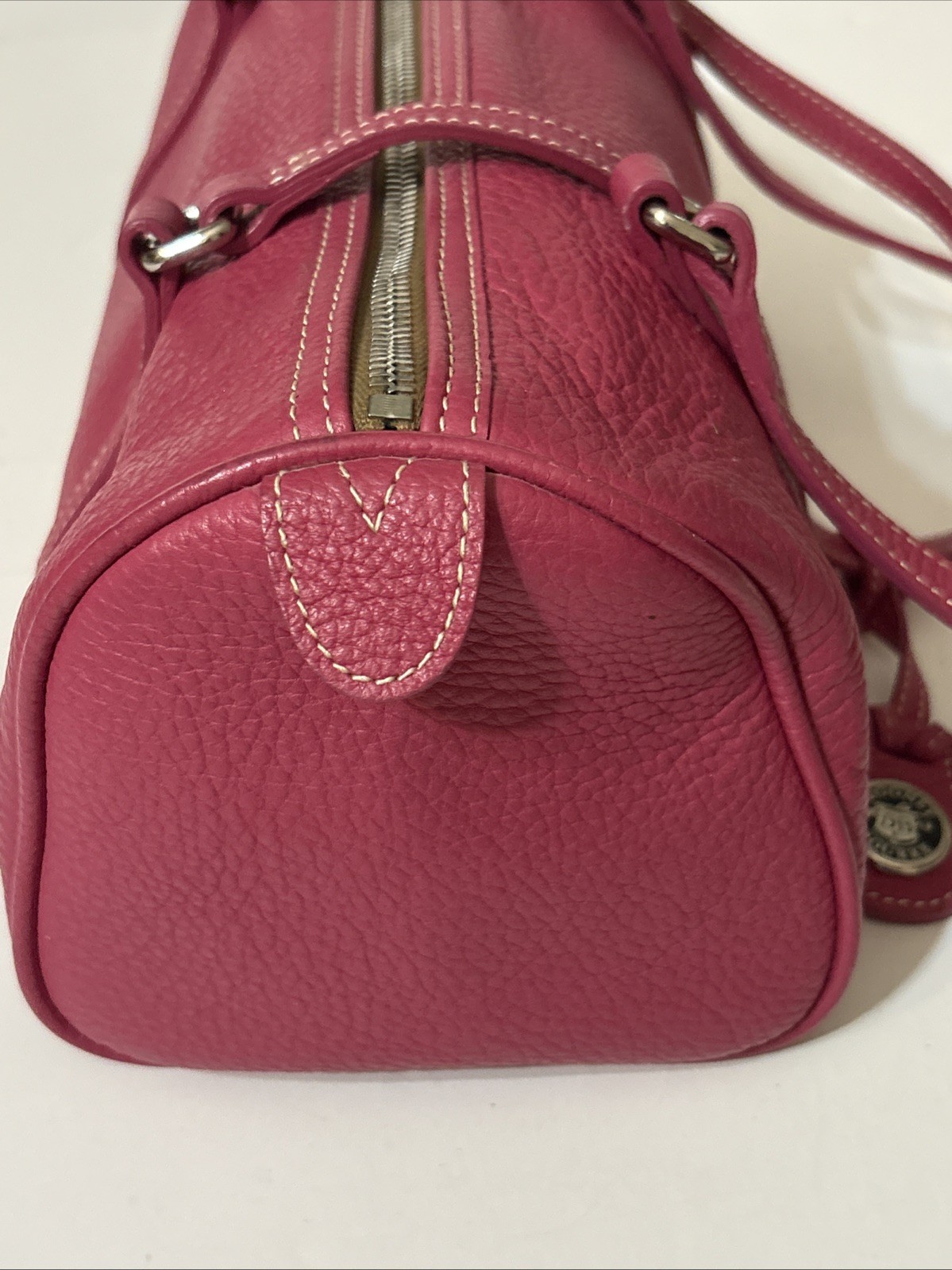Y2K Dooney & Bourke Pebbled Leather Satchel Barrel Bag Pink Fushia Purse