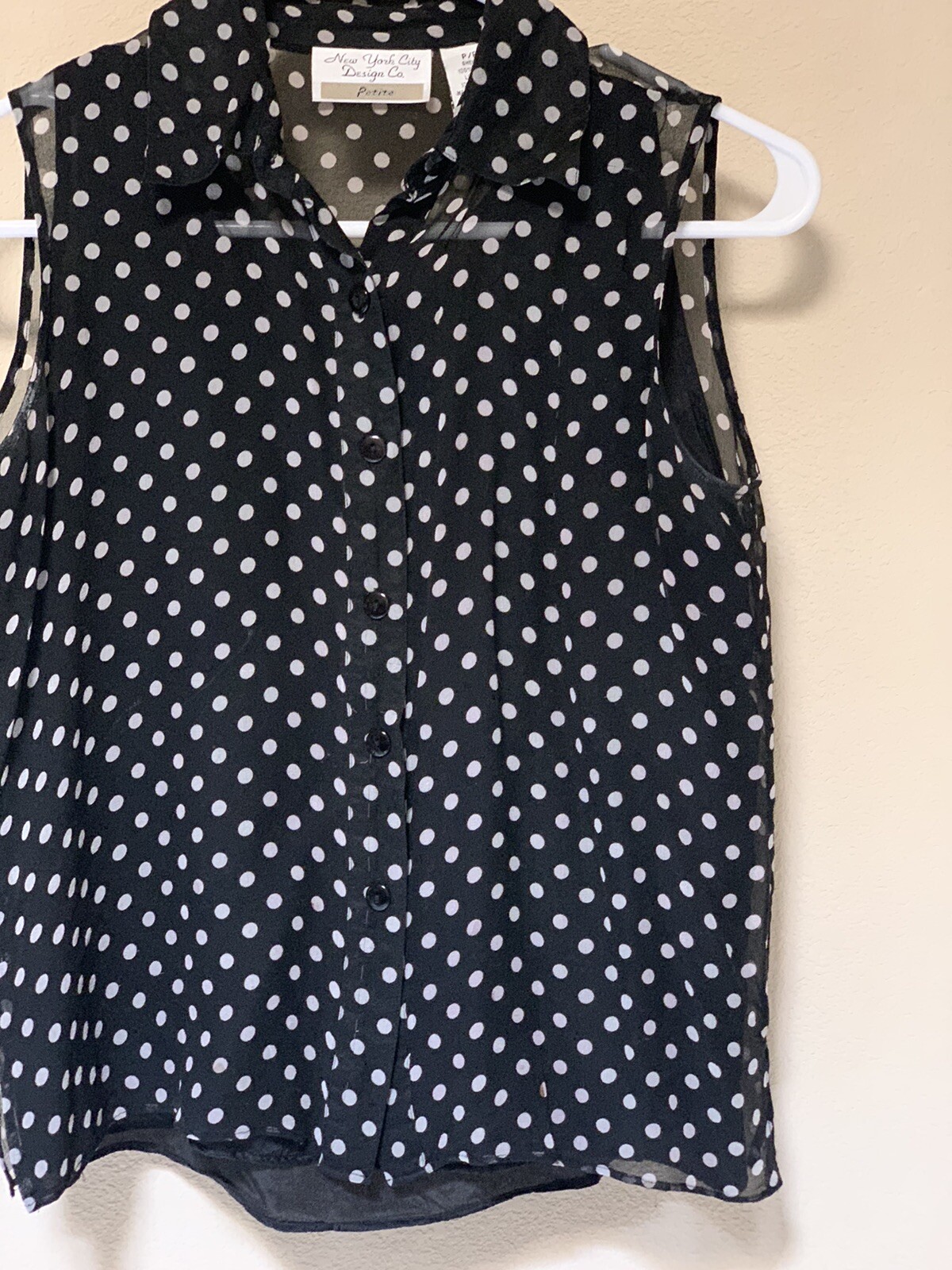New York City Design Co Size P 100% Silk Women’s Petite Blouse Tank Top Black