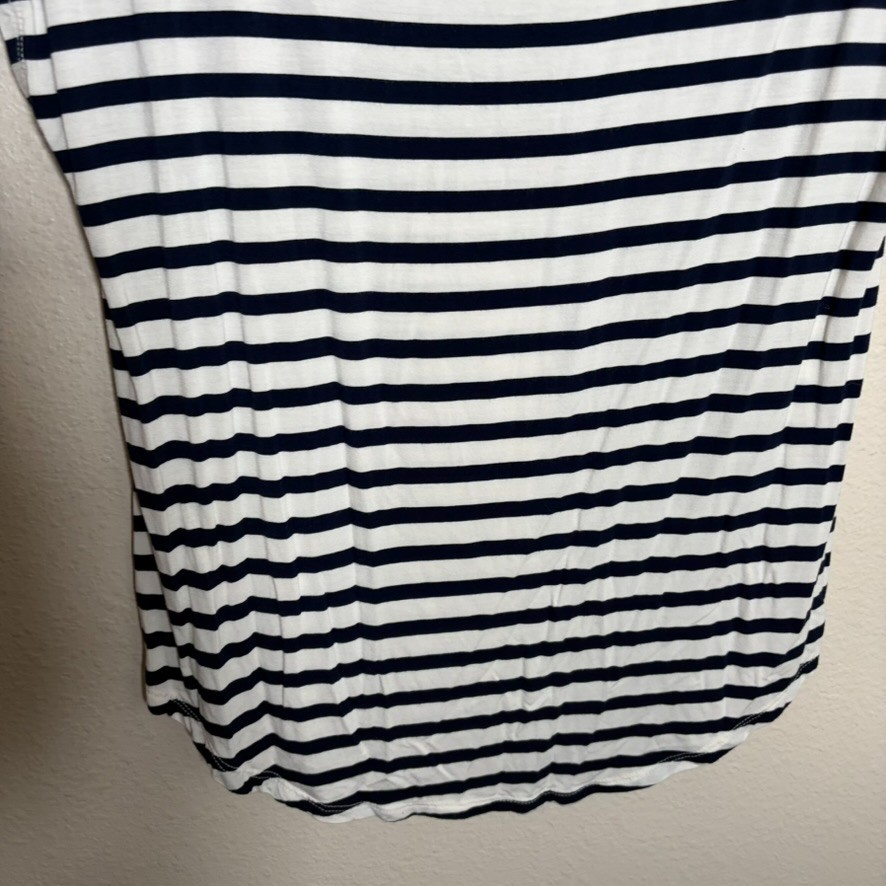Espresso Blouse Women’s Medium Striped Round Neck Cap Sleeve Casual T-Shirt Top