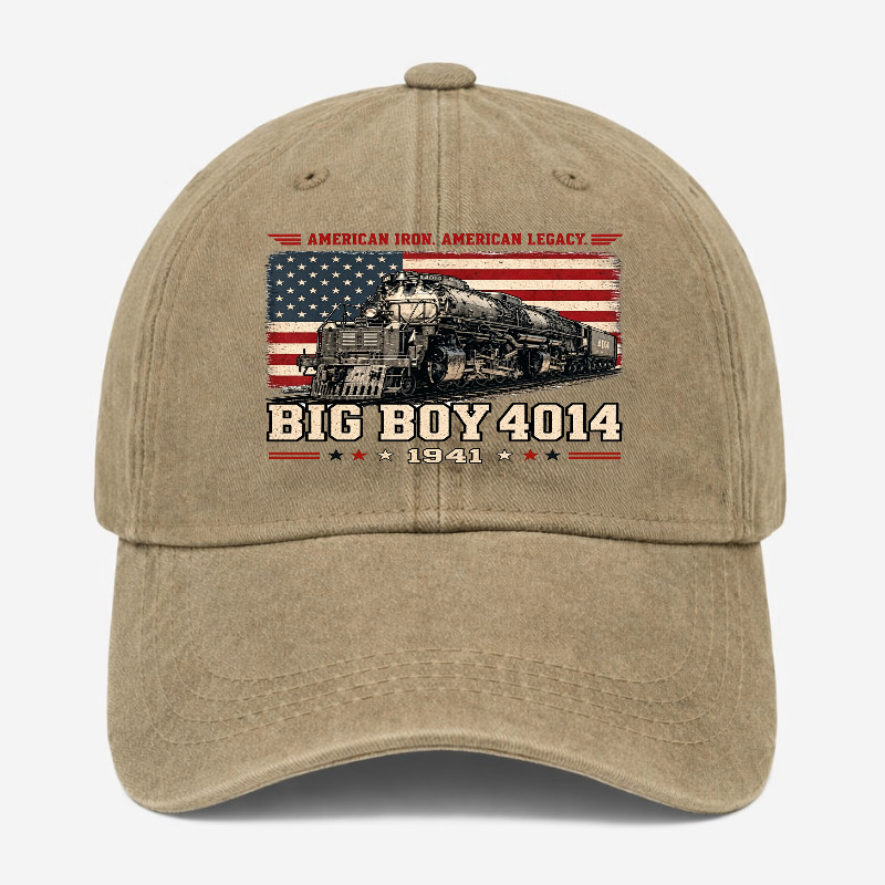 Big Boy 4014 Railroad Dad Hat Vintage Train Lover Adjustable Washed Baseball Cap