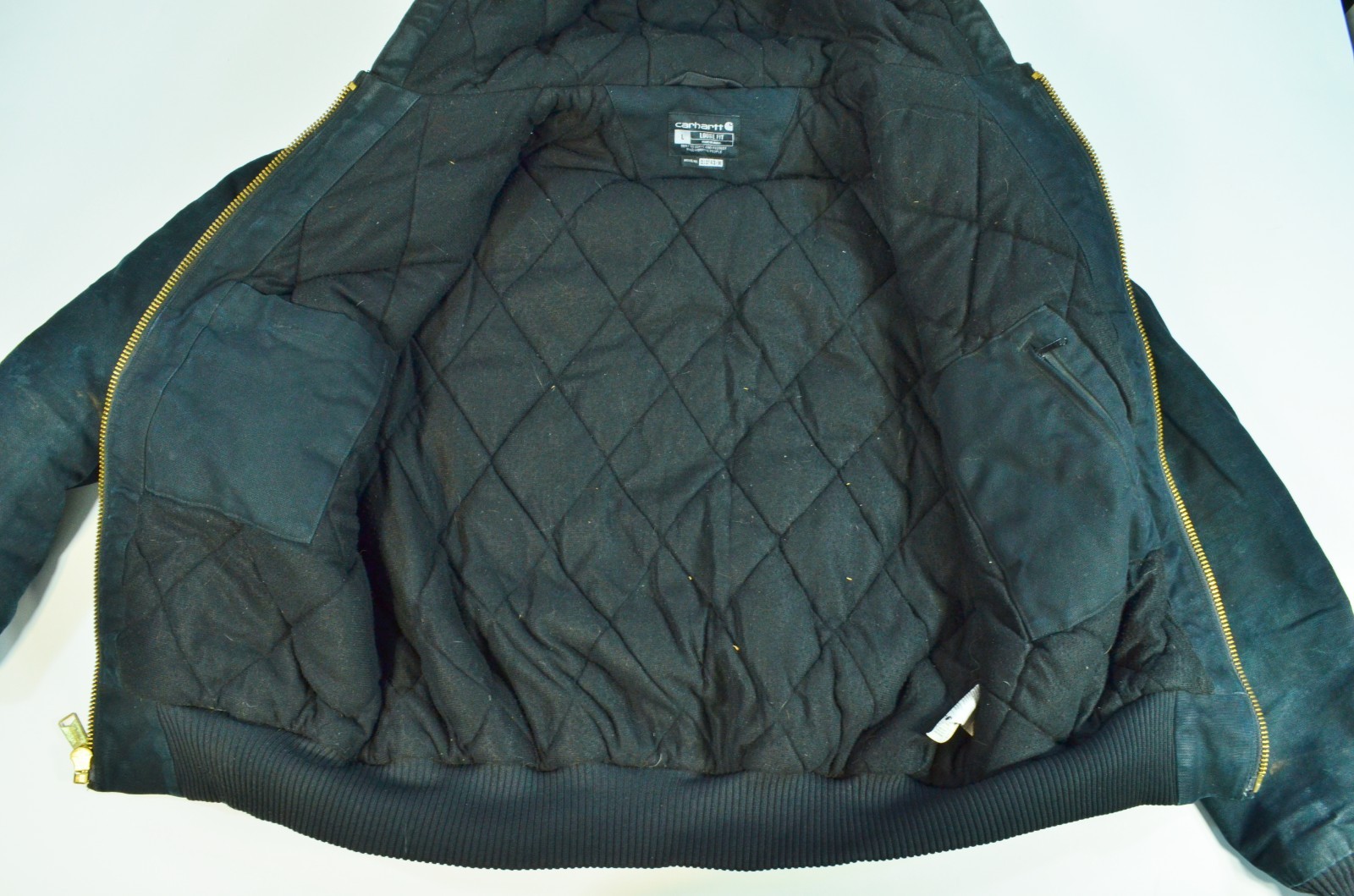 Carhartt Black Loose Fit 0J0140-M Quilted Faded Canvas Jacket J140 Size Large