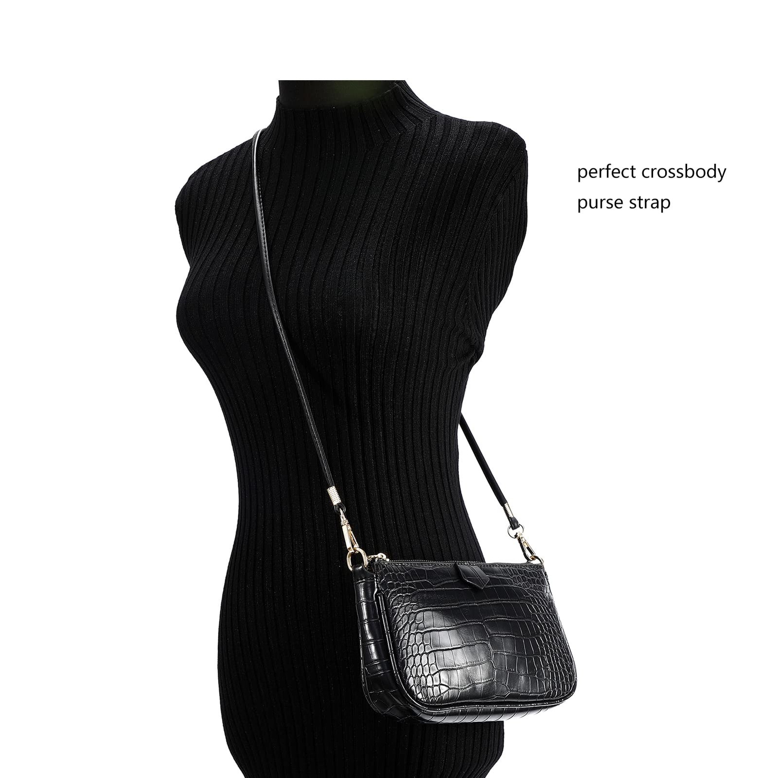 Thin Soft PU Leather Crossbody Replacement Chain Strap for Small Bag，Purse，Wa…