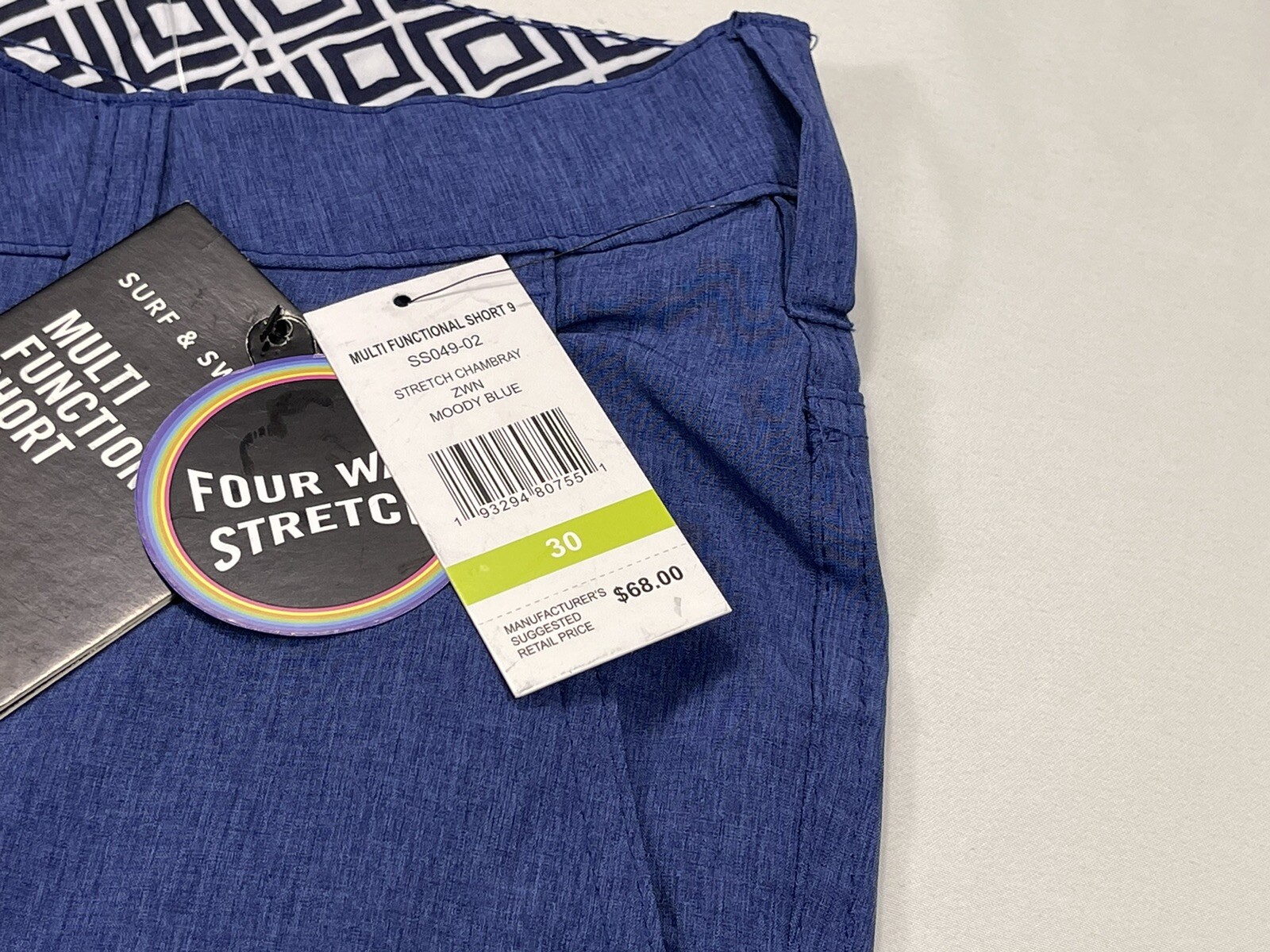 ✅ New ✅Surf And Swim Co Multi Functional Short ✅Moody Blue ✅Mens ✅30 ✅Chambray