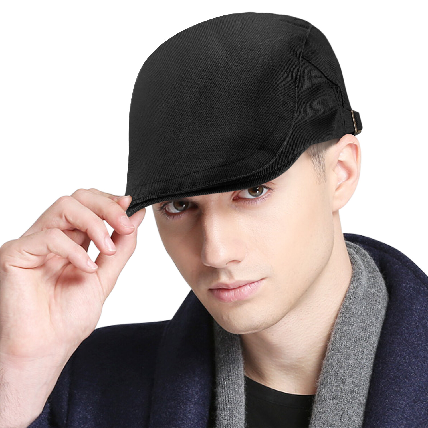 Solid Cotton Gatsby Cap Mens Ivy Hat Golf Driving Sun Flat Cabbie Newsboy Summer