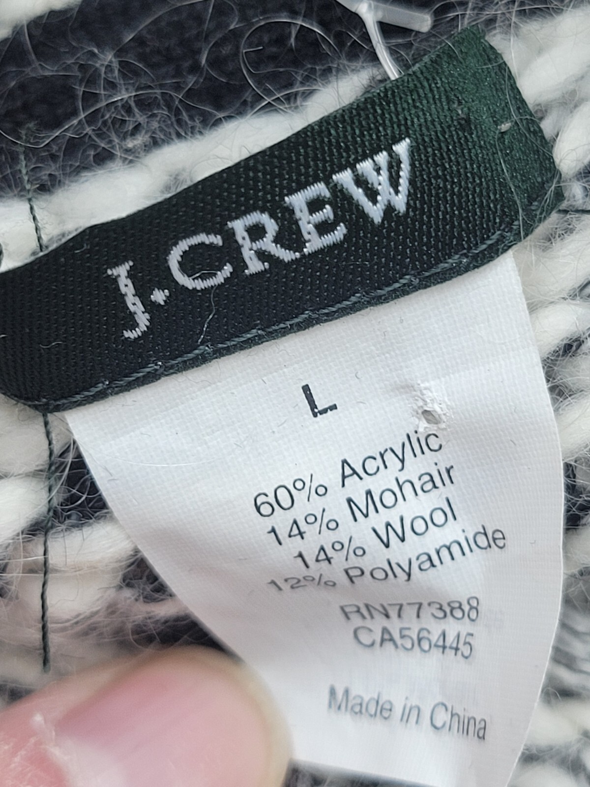 J Crew Women Coatigan Large Black White Sweater Birdseye Pockets Buttons Casual
