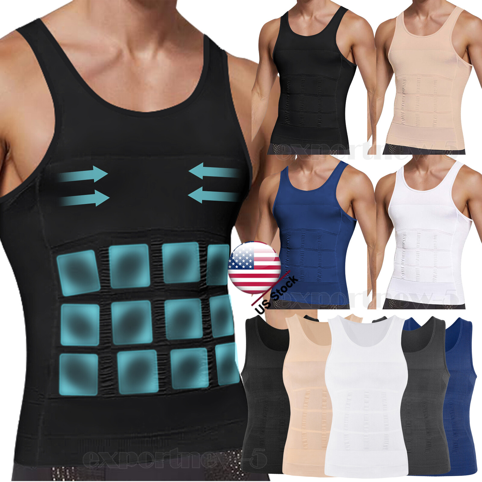 Mens Body Shaper Belly Chest Compression Shirt Slimming Tank Top Abs Vest Girdle