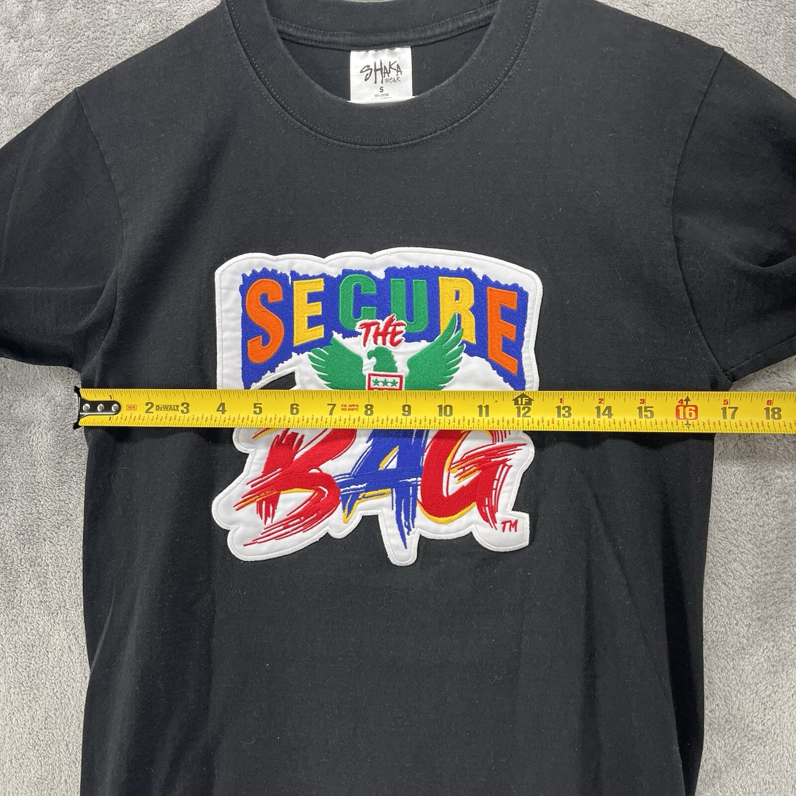 Shaka Wear Shirt Mens Small Black Secure The Bag Patch Super Max Heavy Cotton