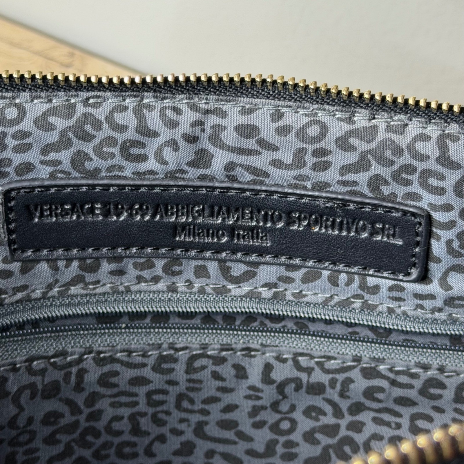 V1969 Versace Black Gold Dome Satchel Studded Logo Charm Shoulder Bag Luxury