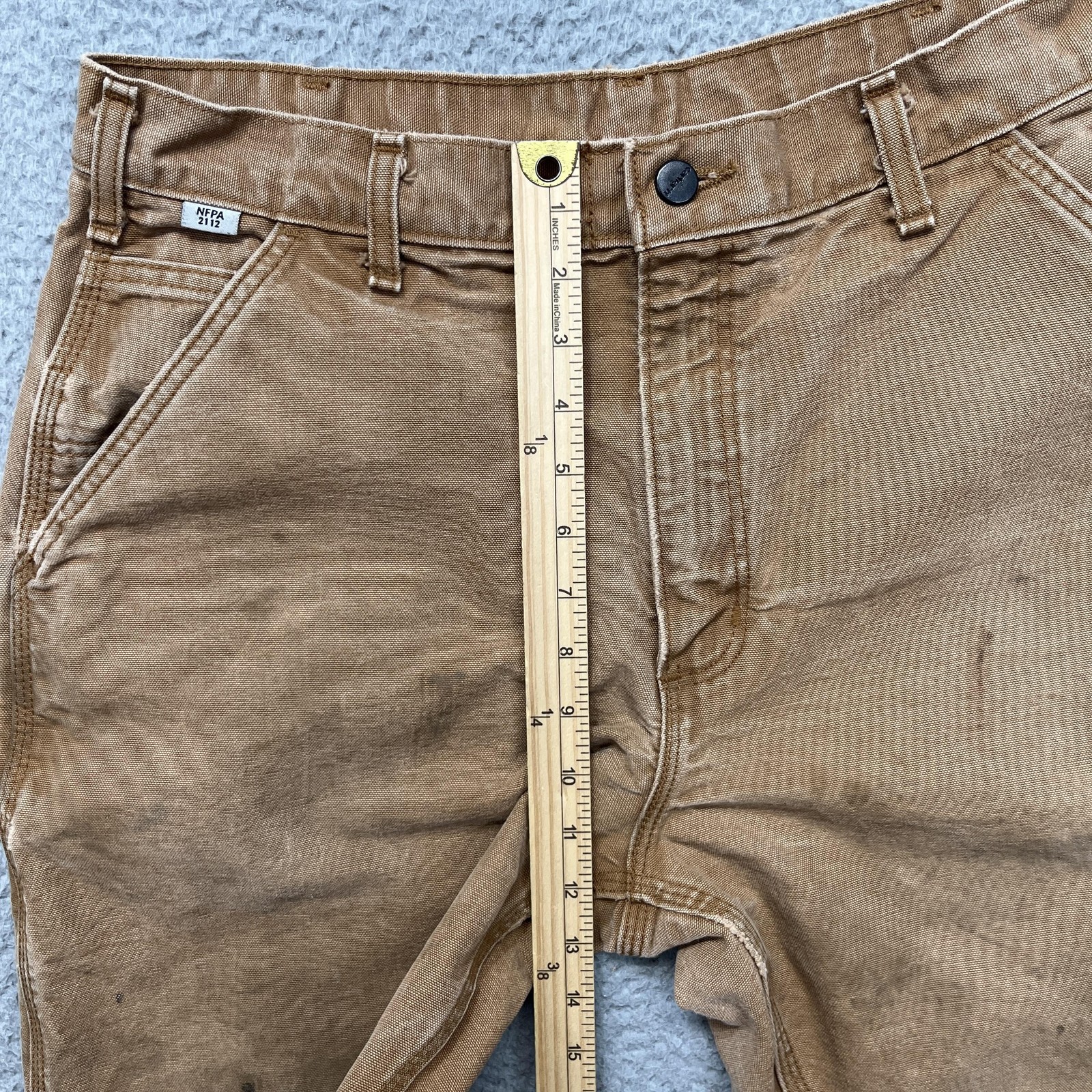 Carhartt FR Dungaree Fit Carpenter Pants Mens 36×30 Brown Canvas FRB229 Work