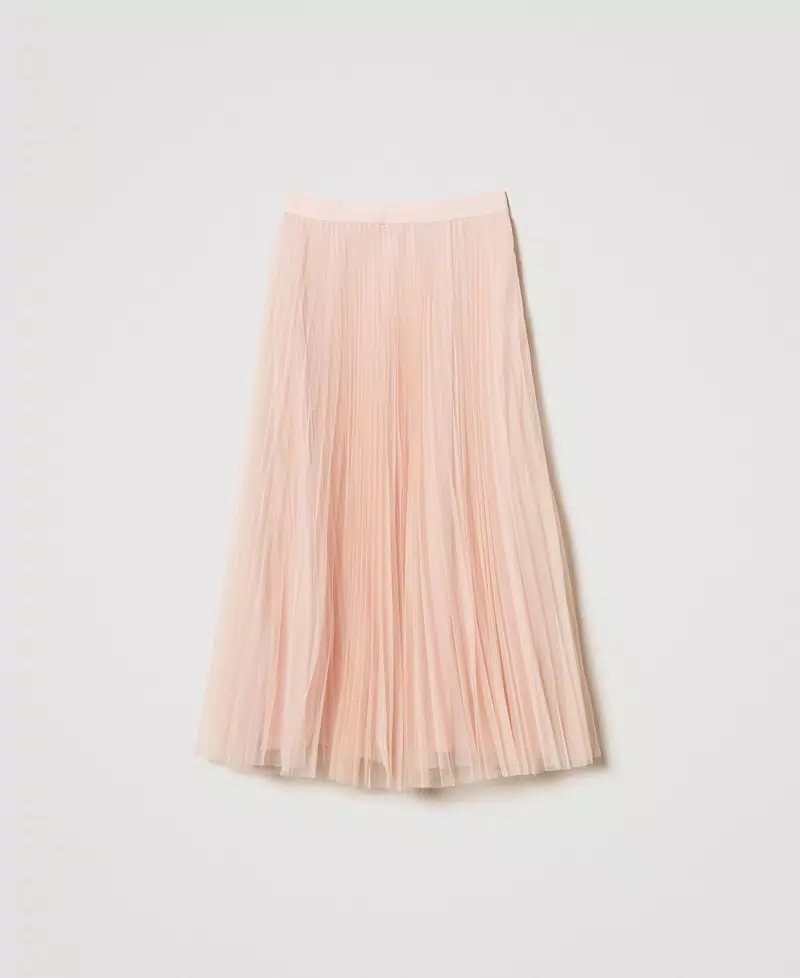 NEW Twinset Milano Pleated Tulle Skirt, Designer, Pale Pink, Size US10/IT46