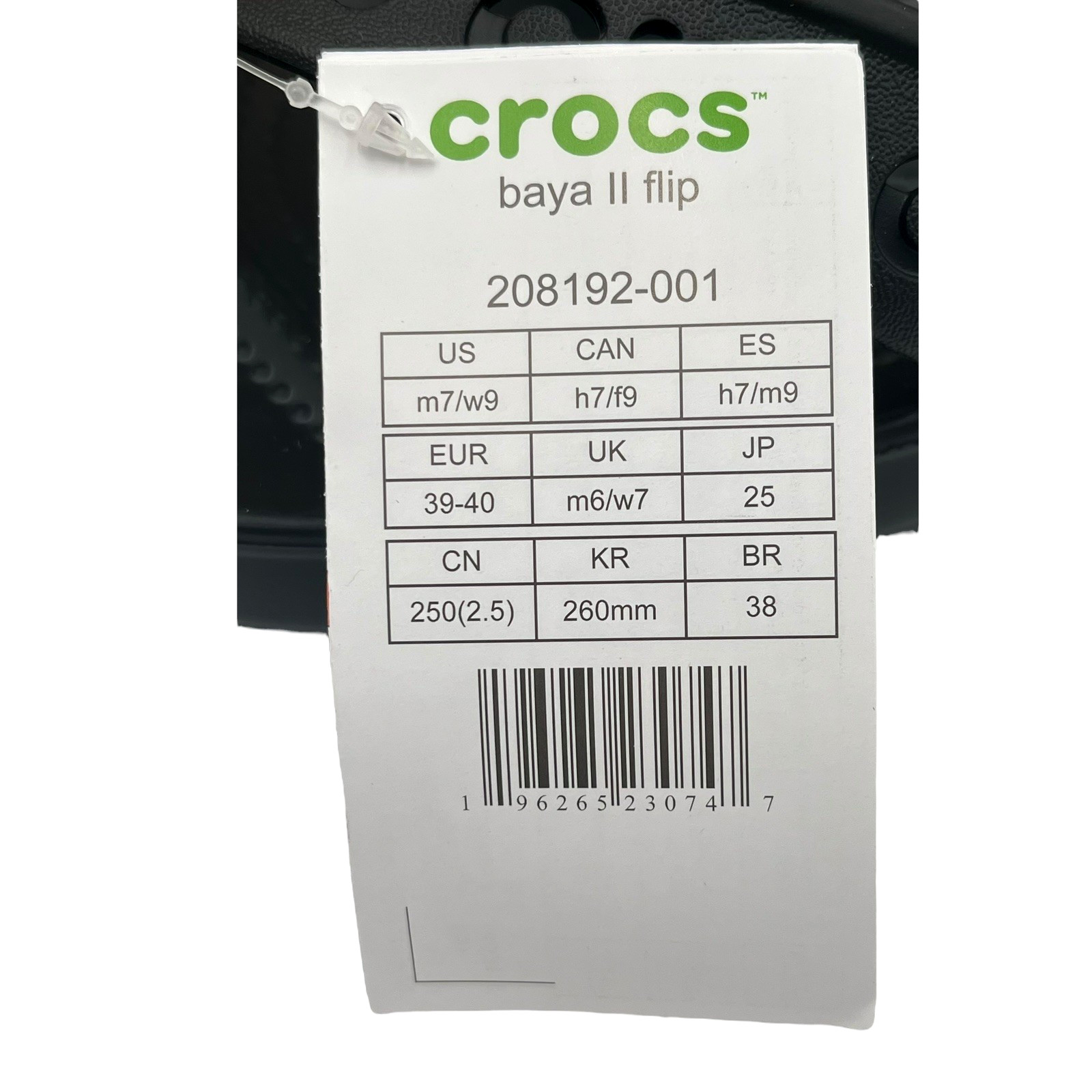 Crocs Baya II Womens Flip Flop Sandals Size 9 Black Lightweight Flexible Comfort
