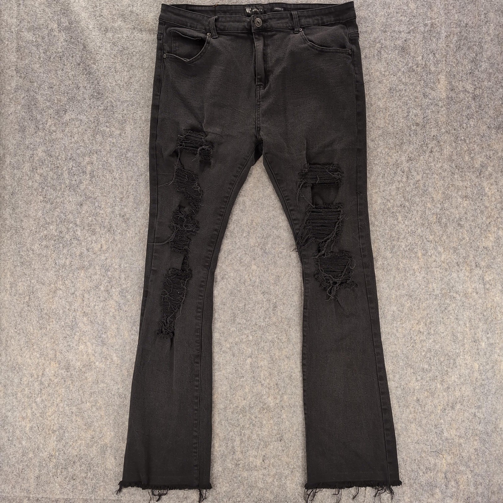 Waimea Jeans Mens 40×36 Black Stacked Fit Skinny Distressed Stretch Denim