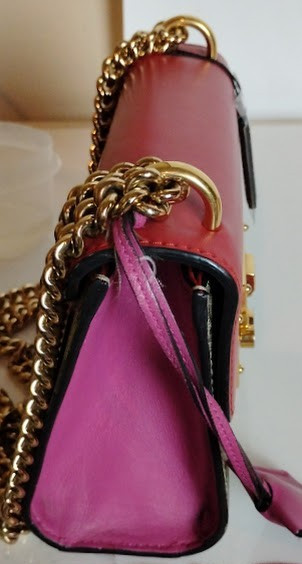 Gucci Padlock GG Supreme Small Shoulder Bag Canvas Red Leather Chain 409487 COA
