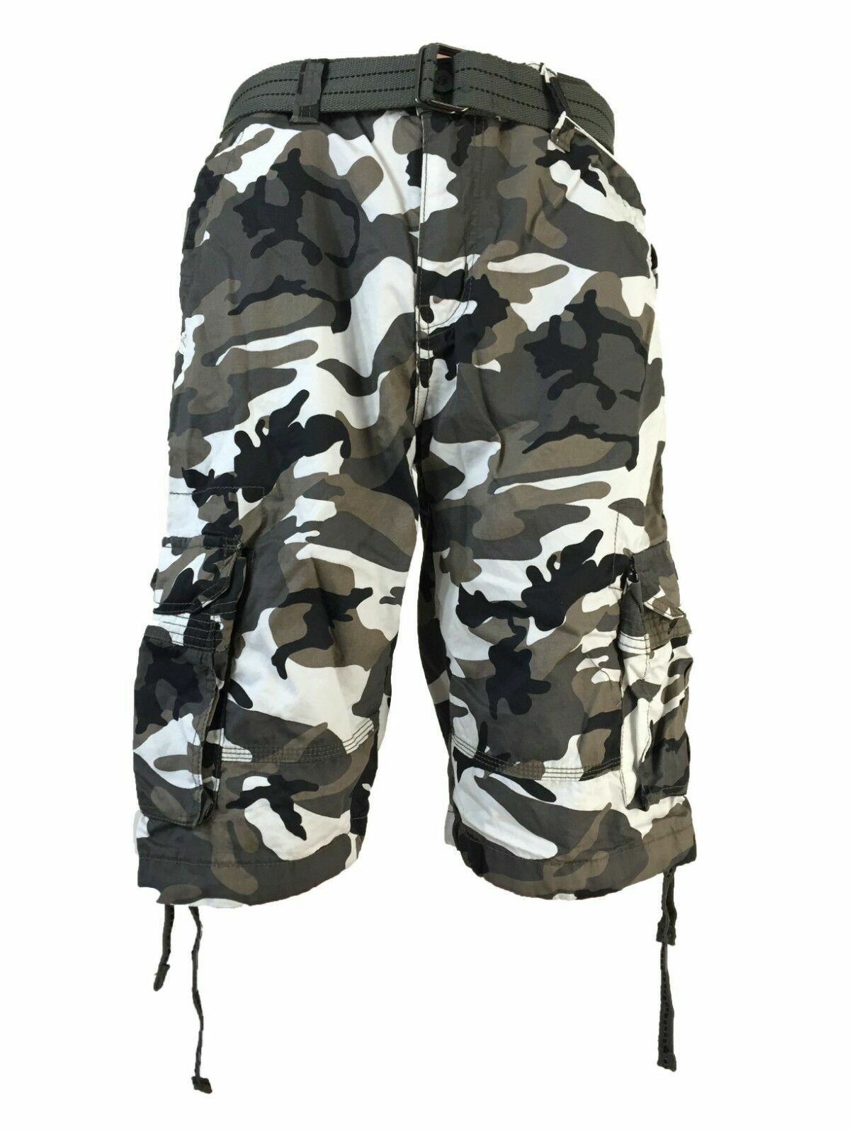 New Men’s Focus Army Camo Cargo Shorts 30 to 44 *With Belt*