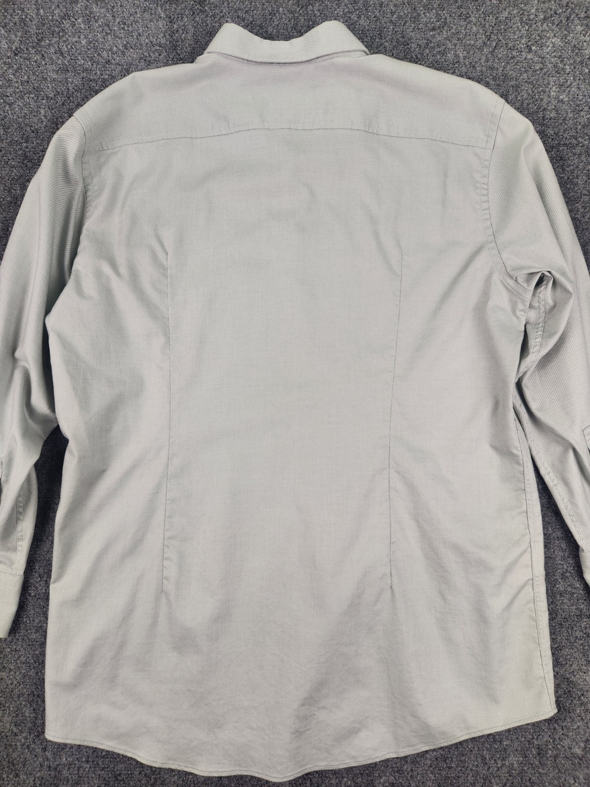 BOSS Sharp Fit Easy Iron Dress Shirt Mens XL 17 32/33 Light Green Cotton Stretch