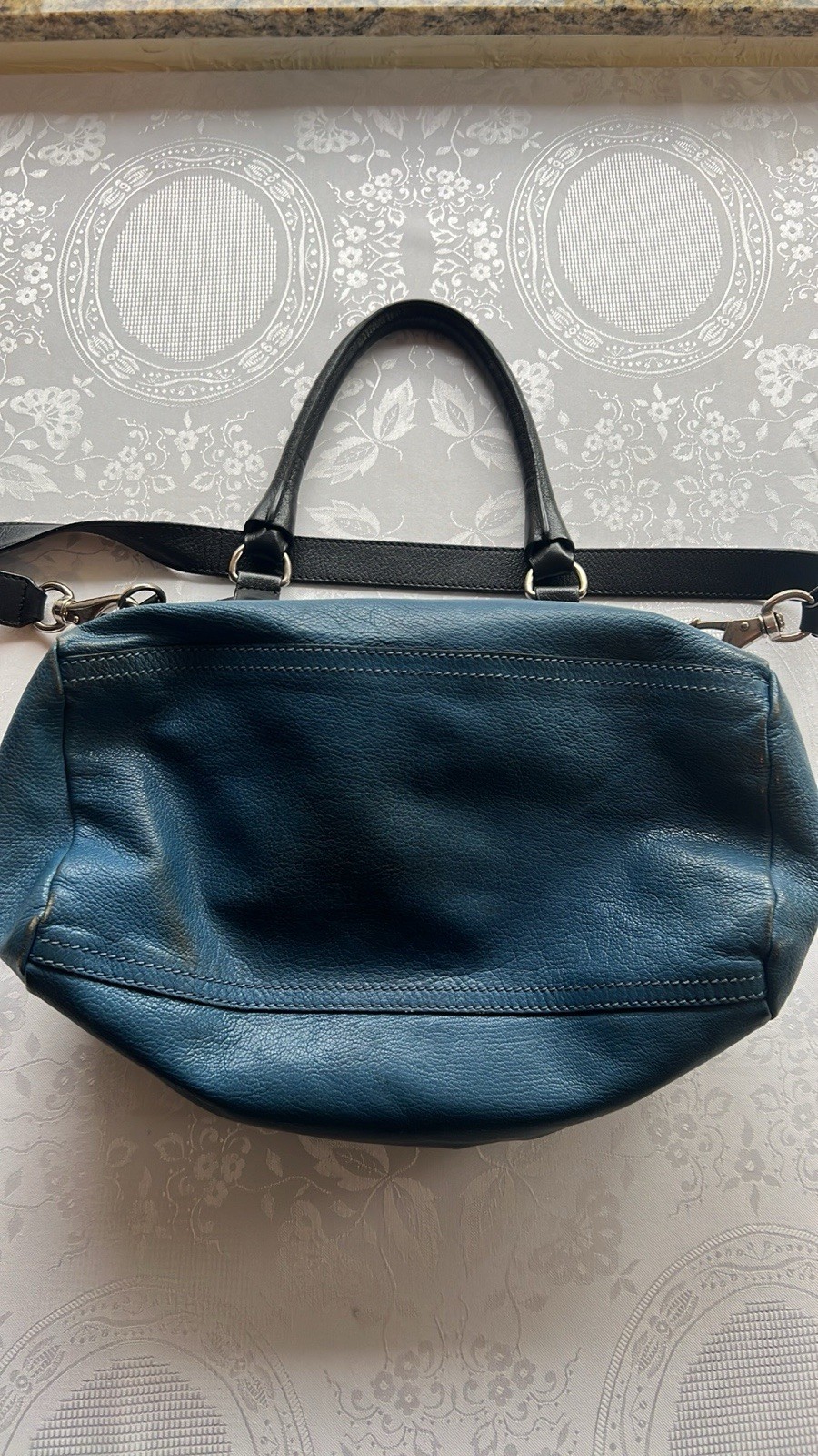 Givenchy Pandora Medium Leather Bag Satchel Sugar Goatskin Blue/Gray Two Tone