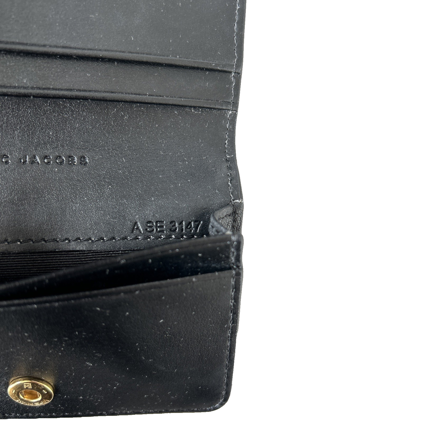 Marc Jacobs Card Case/Cardholder Black Leather Unisex 4.3″ x 3″ Snap Button