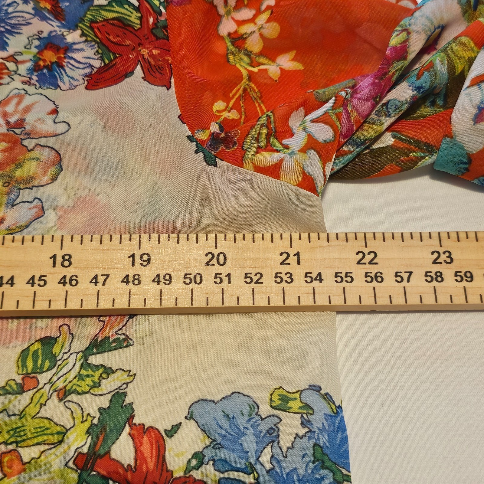 Fig & Flower V-Neck Floral Blouse Top Women Sz L 3/4 Sleeve Pleated