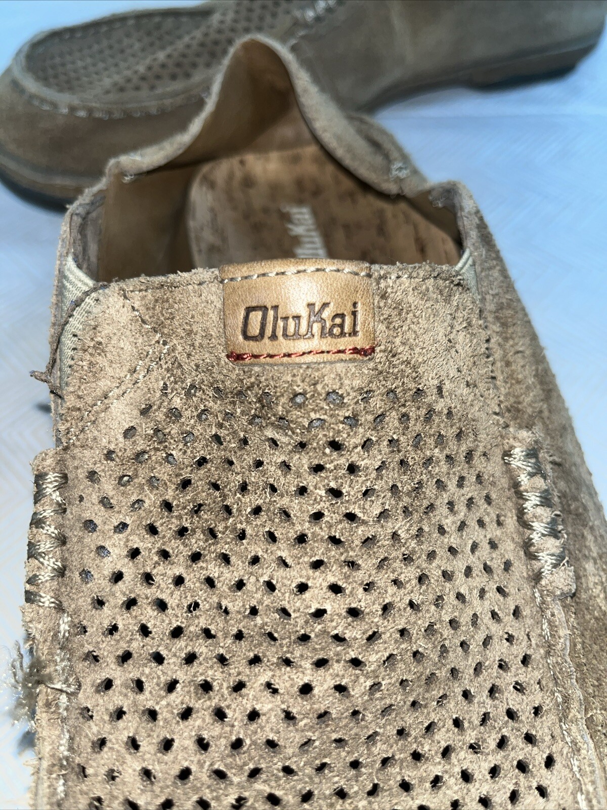 OluKai Mens Moloa Kohana Brown Tan Nubuck Leather Shoes Sz 11 Loafer 10184-1010