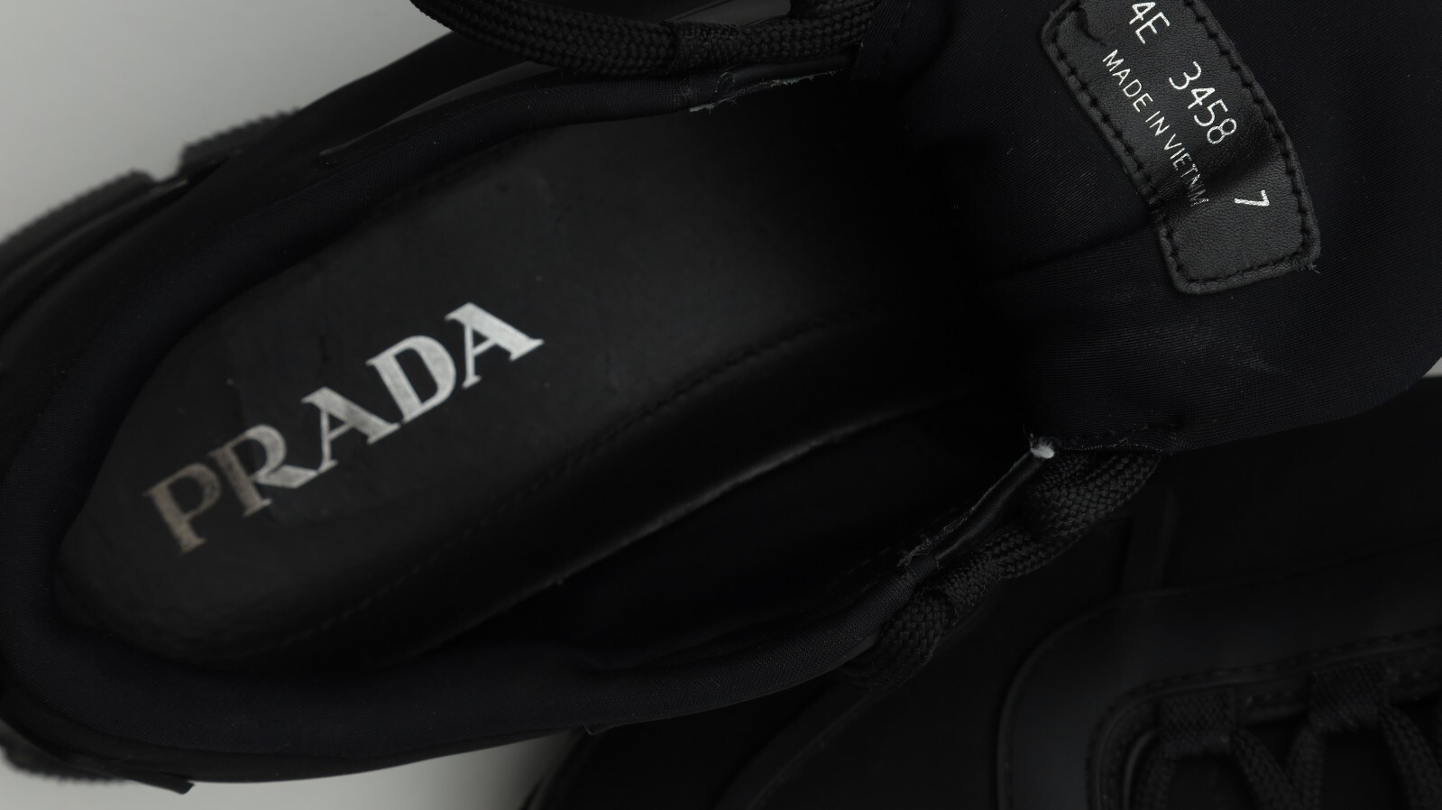Prada Mens Sneakers Fabric Nylon/Rubber Sole Sneakers Sz UK 7/US 8 in All Black
