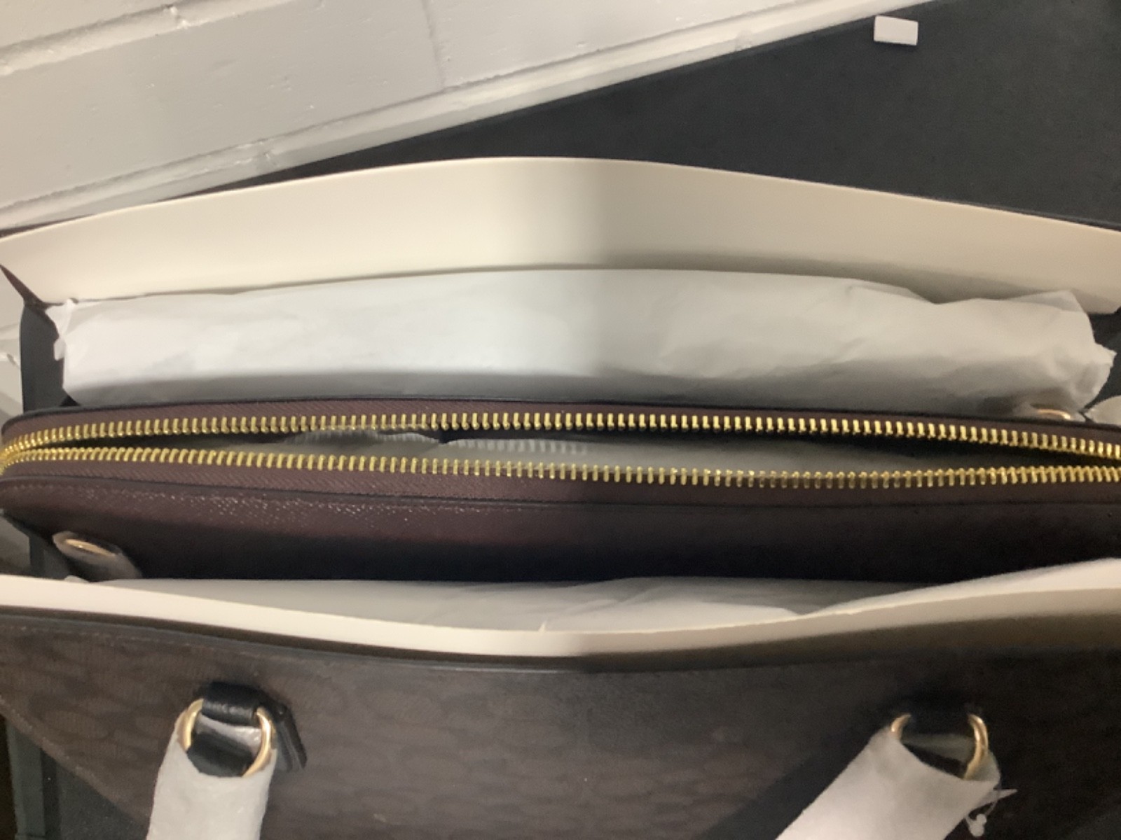 Coach Mollie Tote 25 Signature Canvas Crossbody Strap IM/WALNUT/BLACK