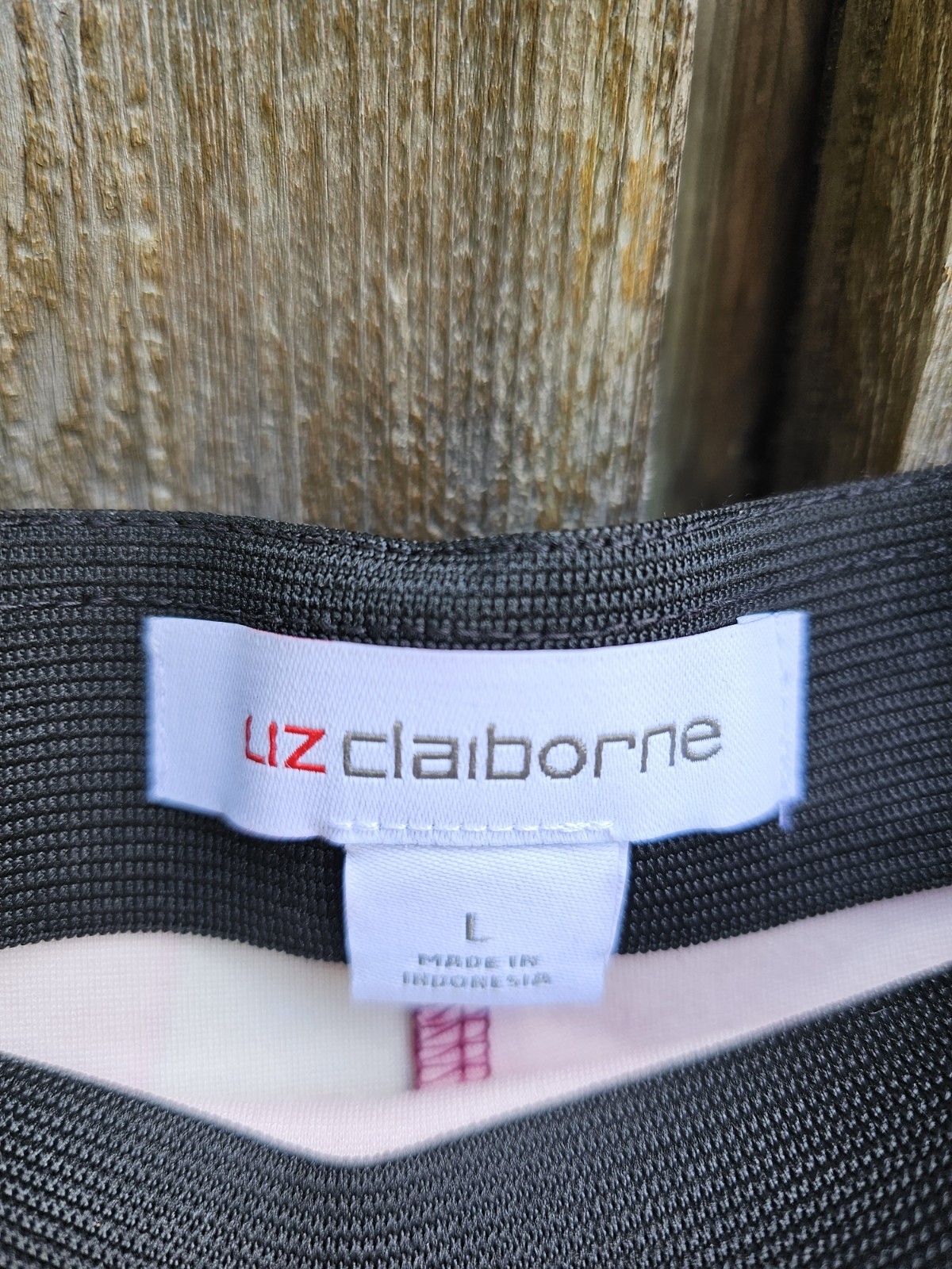 Liz Claiborne Womens Large Burgundy Black Textured Elastic Waist Pencil Skirt