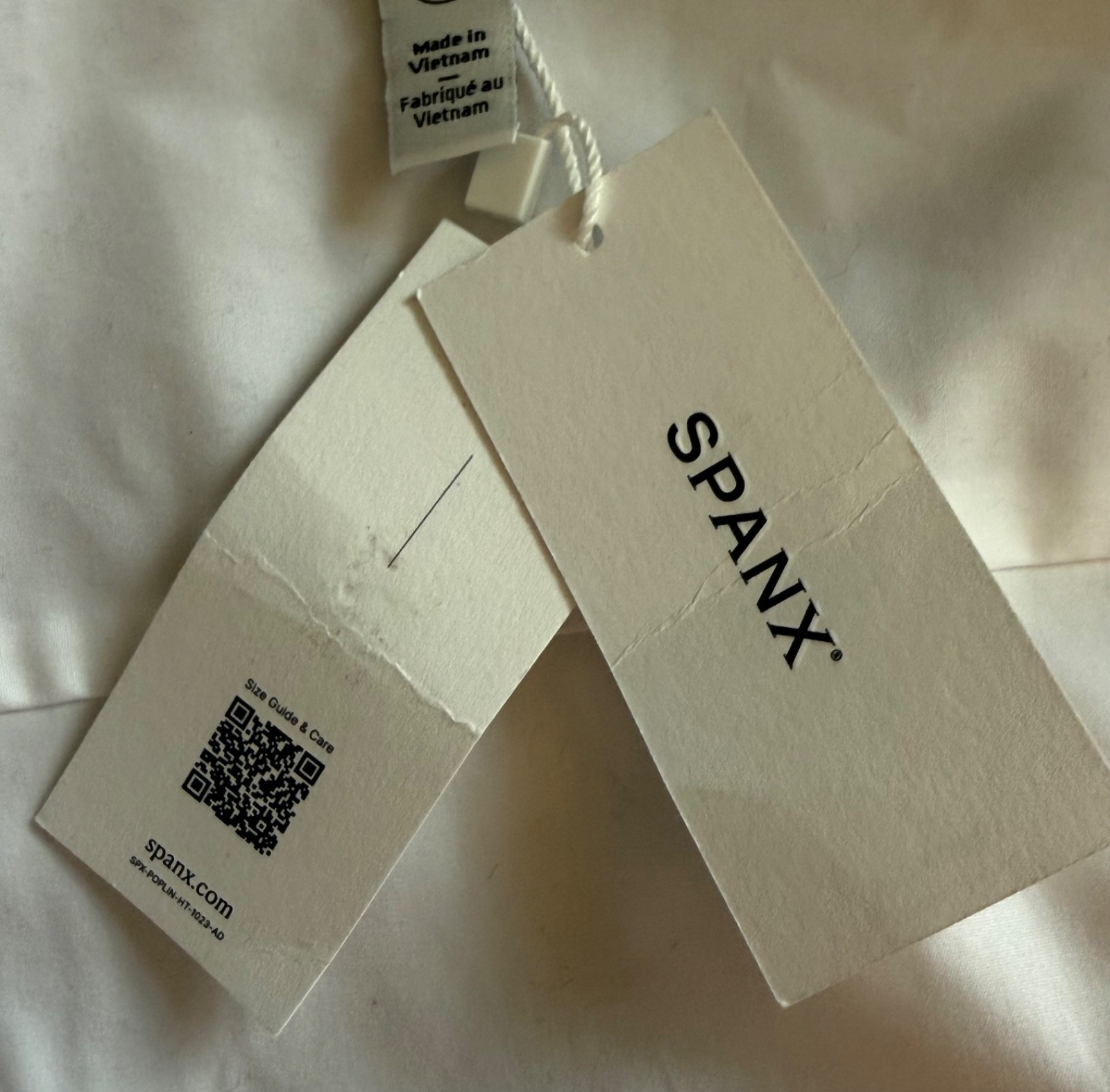 NWT SPANX Poplin Wrap Tie Dress L White Classic Collared Shirt Dress