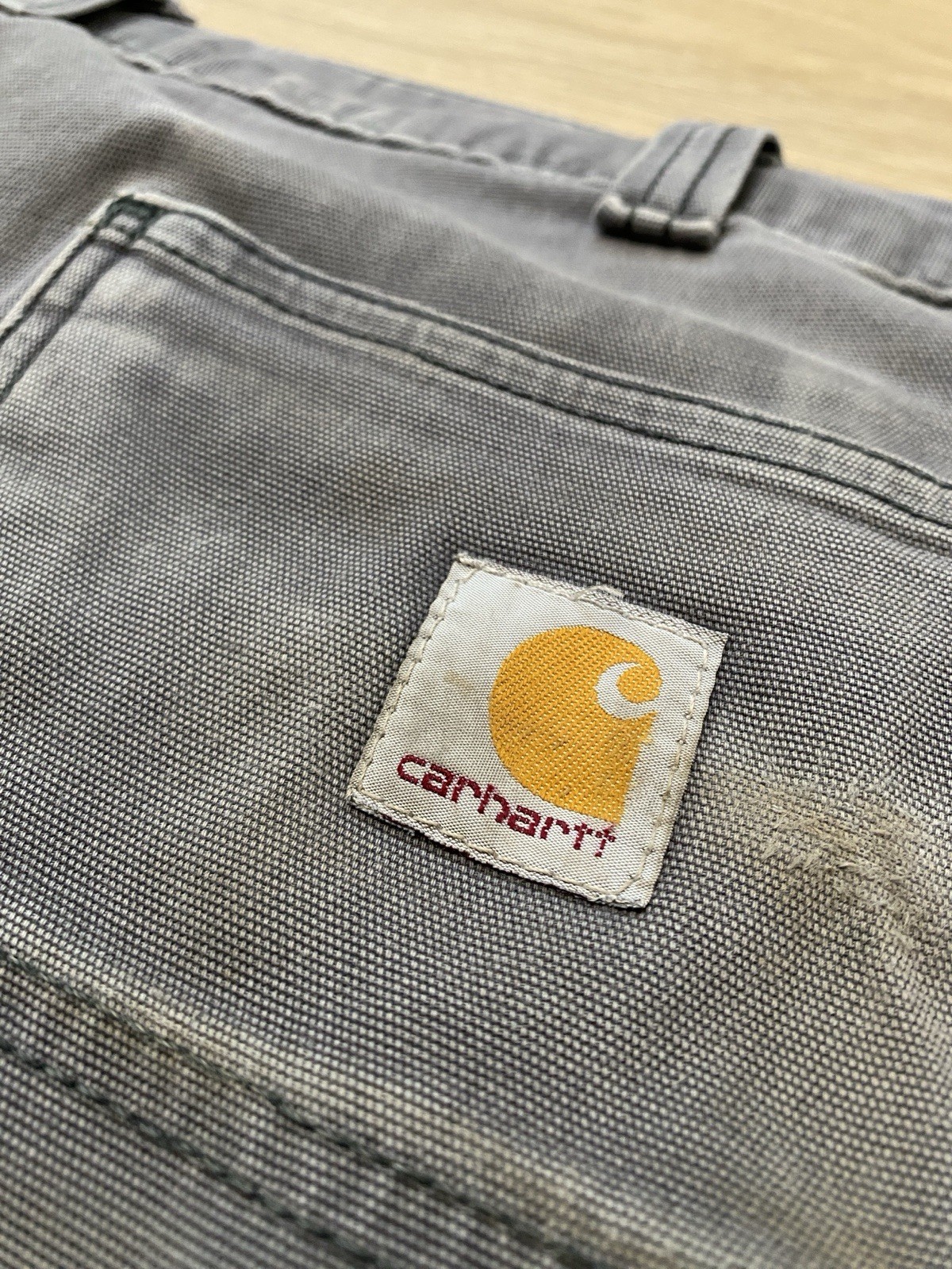 Carhartt Relaxed Straight Pants Men 36×32 Gray Double Knee Distressed 102802-029